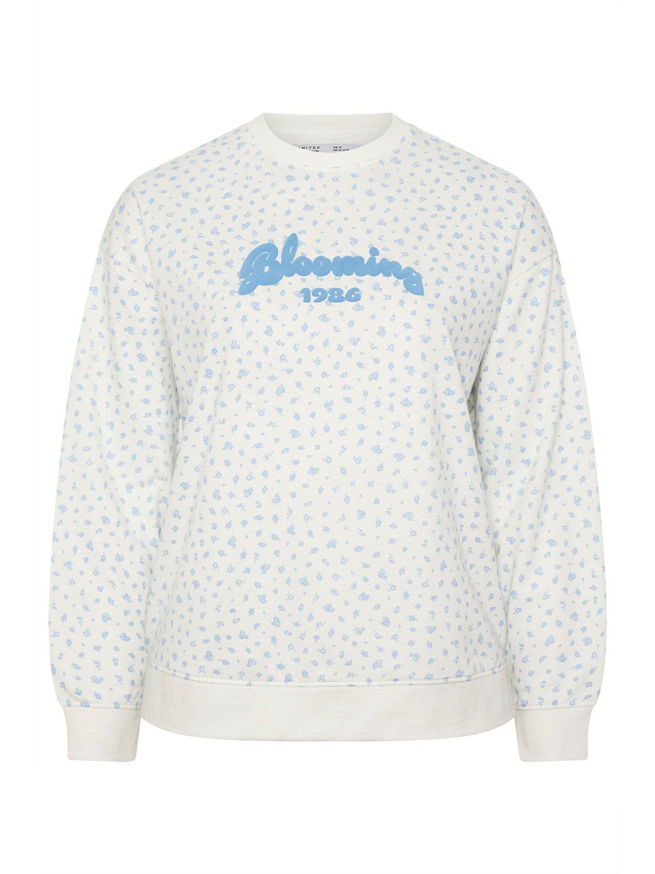 Image 5 of 5 of Yours Curve Ditsy Printed Sweatshirt - White