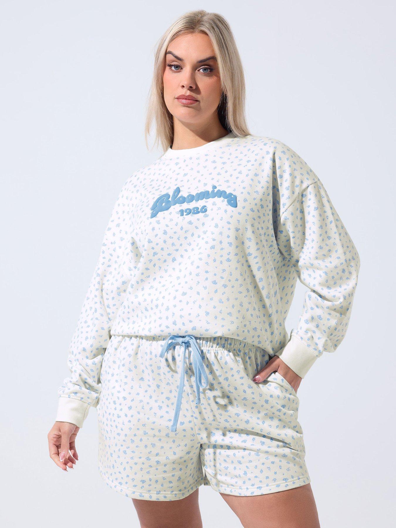 Yours Curve Ditsy Printed Shorts - White