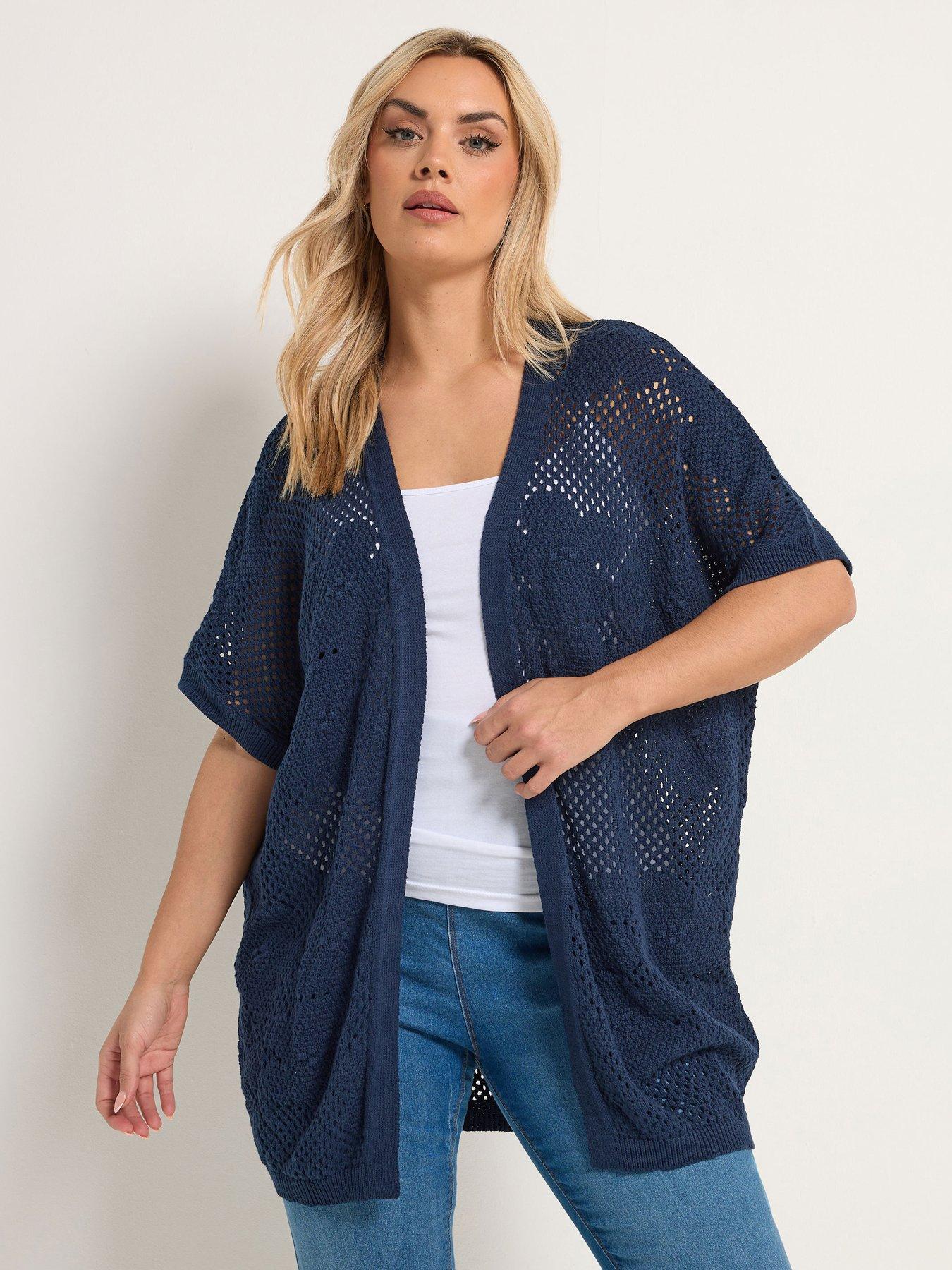 Yours Curve Kimono Cardigan - Blue