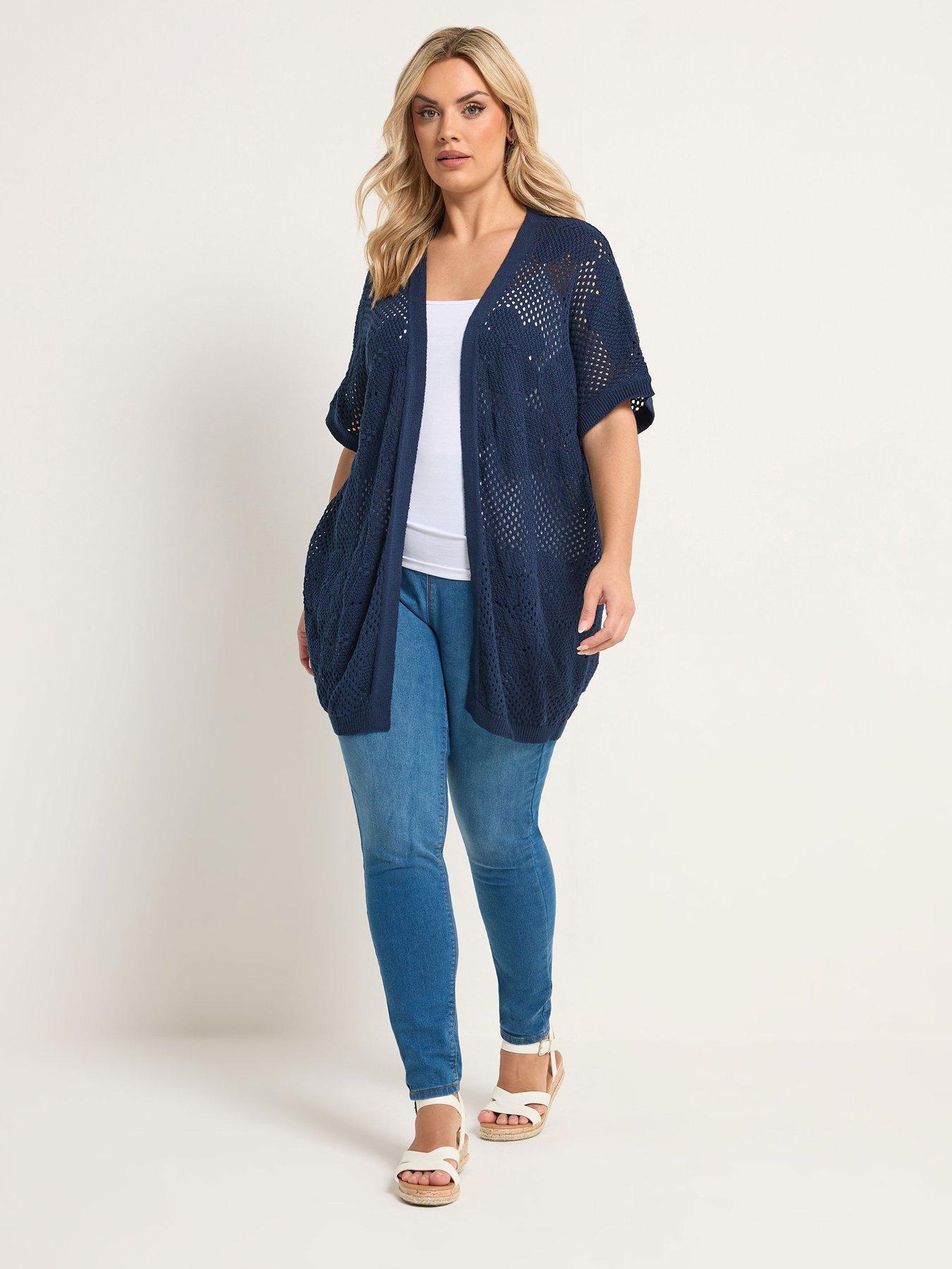 Image 3 of 5 of Yours Curve Kimono Cardigan - Blue