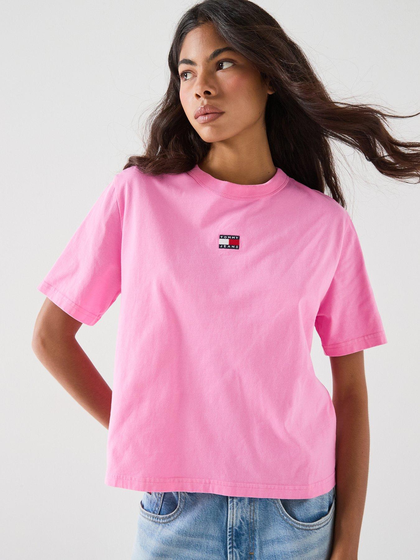 Tommy Jeans Tommy Badge Boxy Jersey T-Shirt - Pink