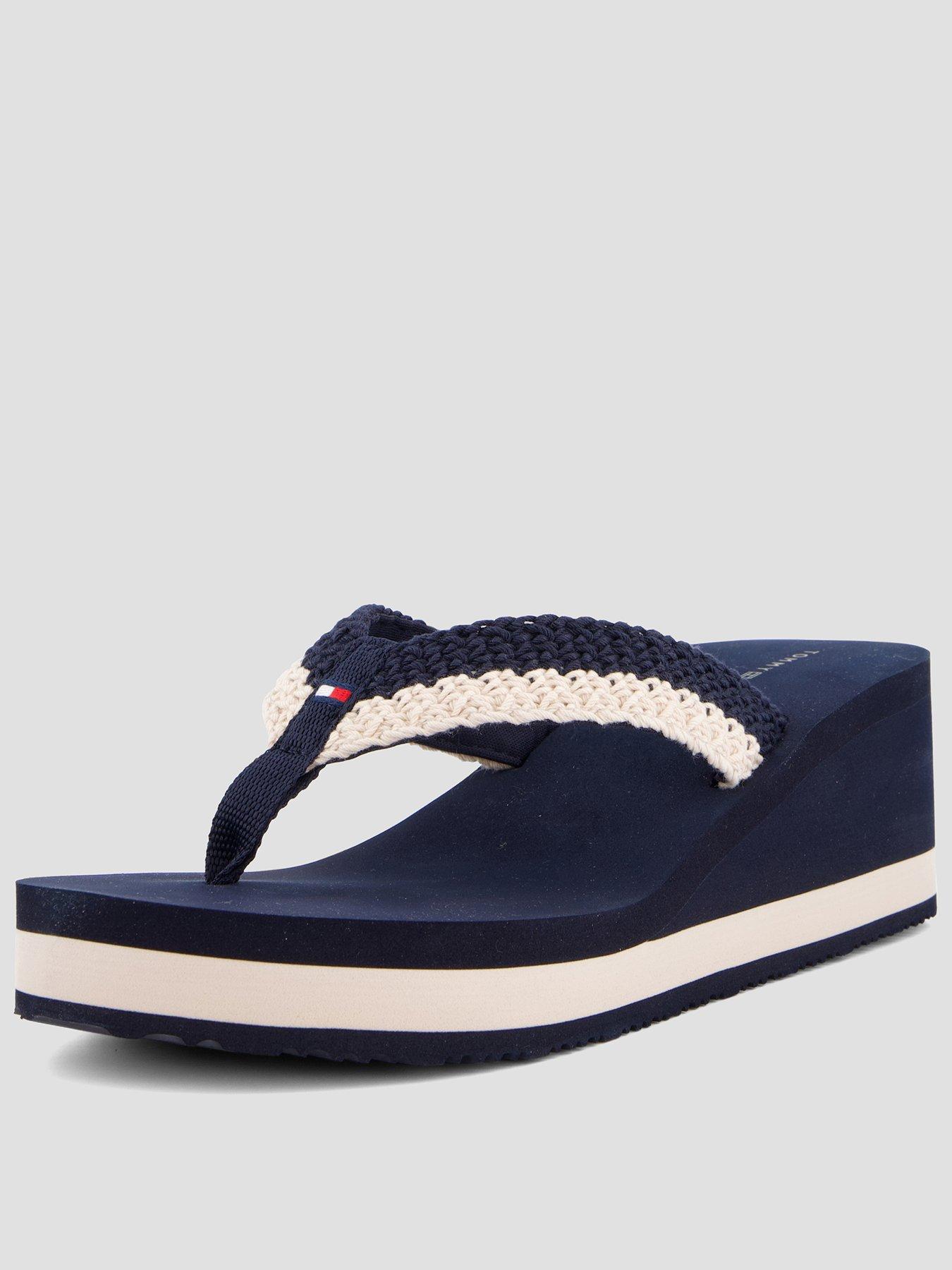 Tommy Hilfiger Th Wedge Crochet Summer Sandal, Blue, Size 37, Women