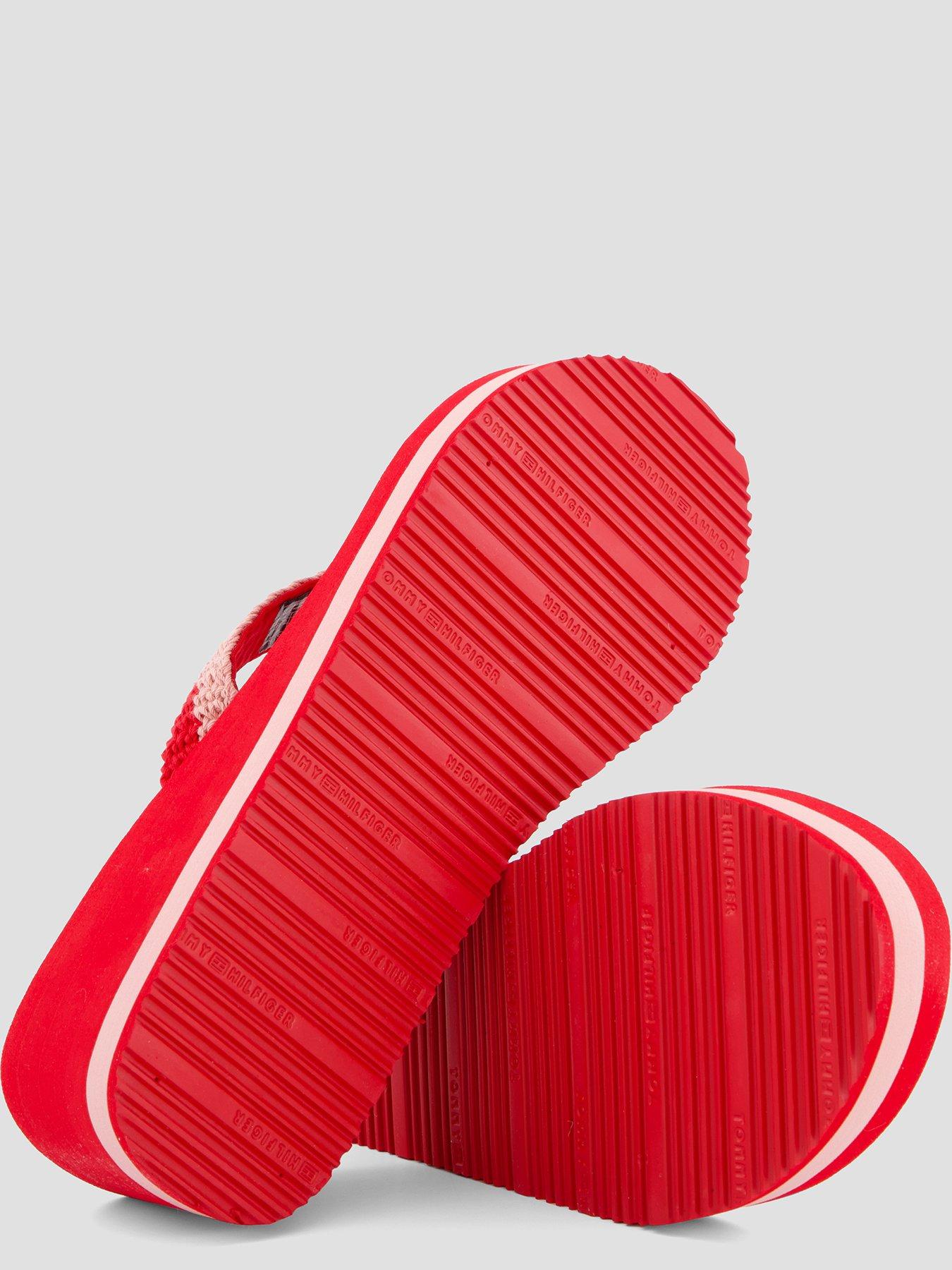 Image 4 of 7 of Tommy Hilfiger Wedge Heel Woven Flip-flops - Red
