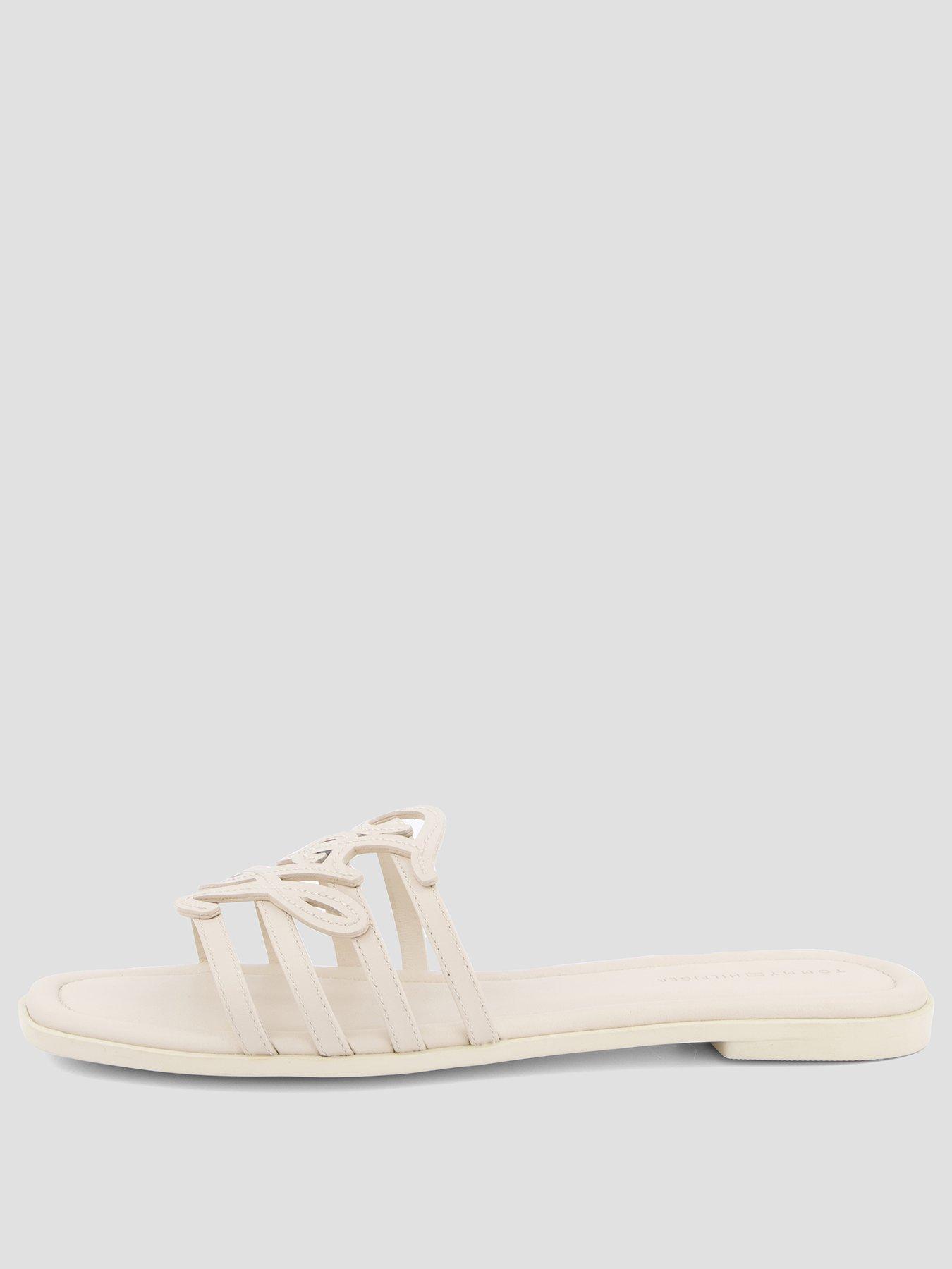 Image 2 of 7 of Tommy Hilfiger TH Script Flat Mule Sandals - Beige