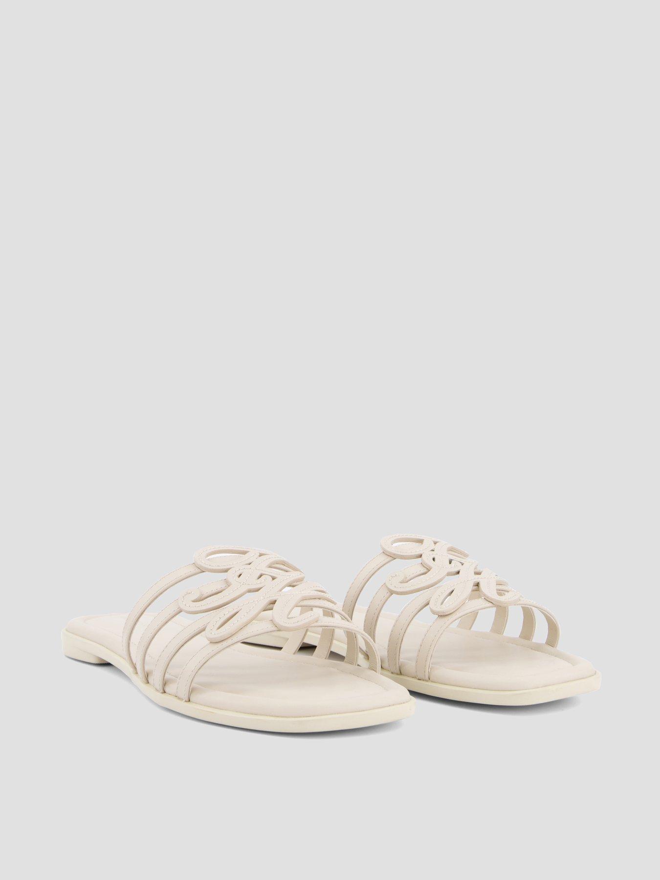 Image 6 of 7 of Tommy Hilfiger TH Script Flat Mule Sandals - Beige