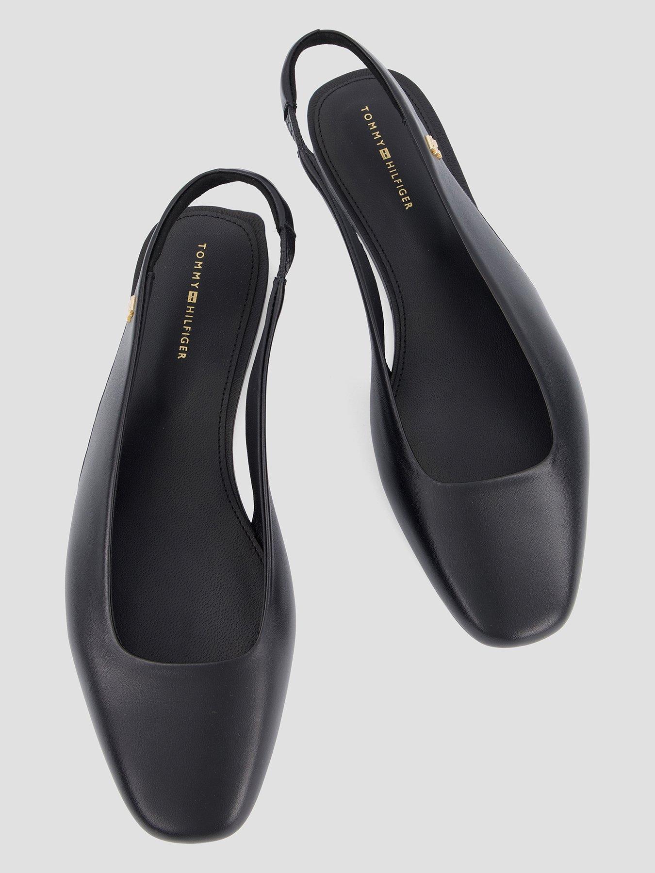 Image 3 of 7 of Tommy Hilfiger Th Leather Sling Back Ballerina Shoes - Black