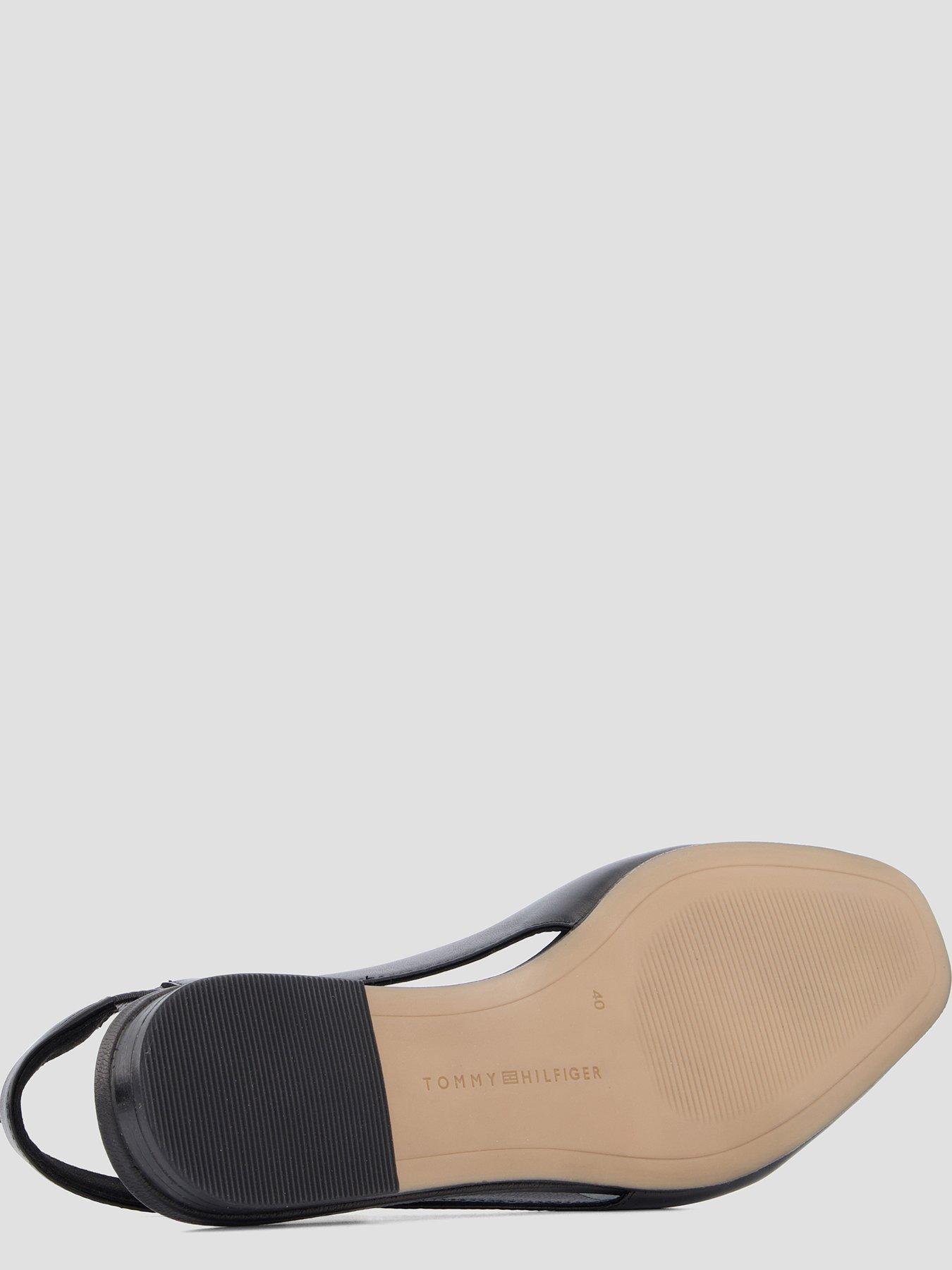 Image 4 of 7 of Tommy Hilfiger Th Leather Sling Back Ballerina Shoes - Black