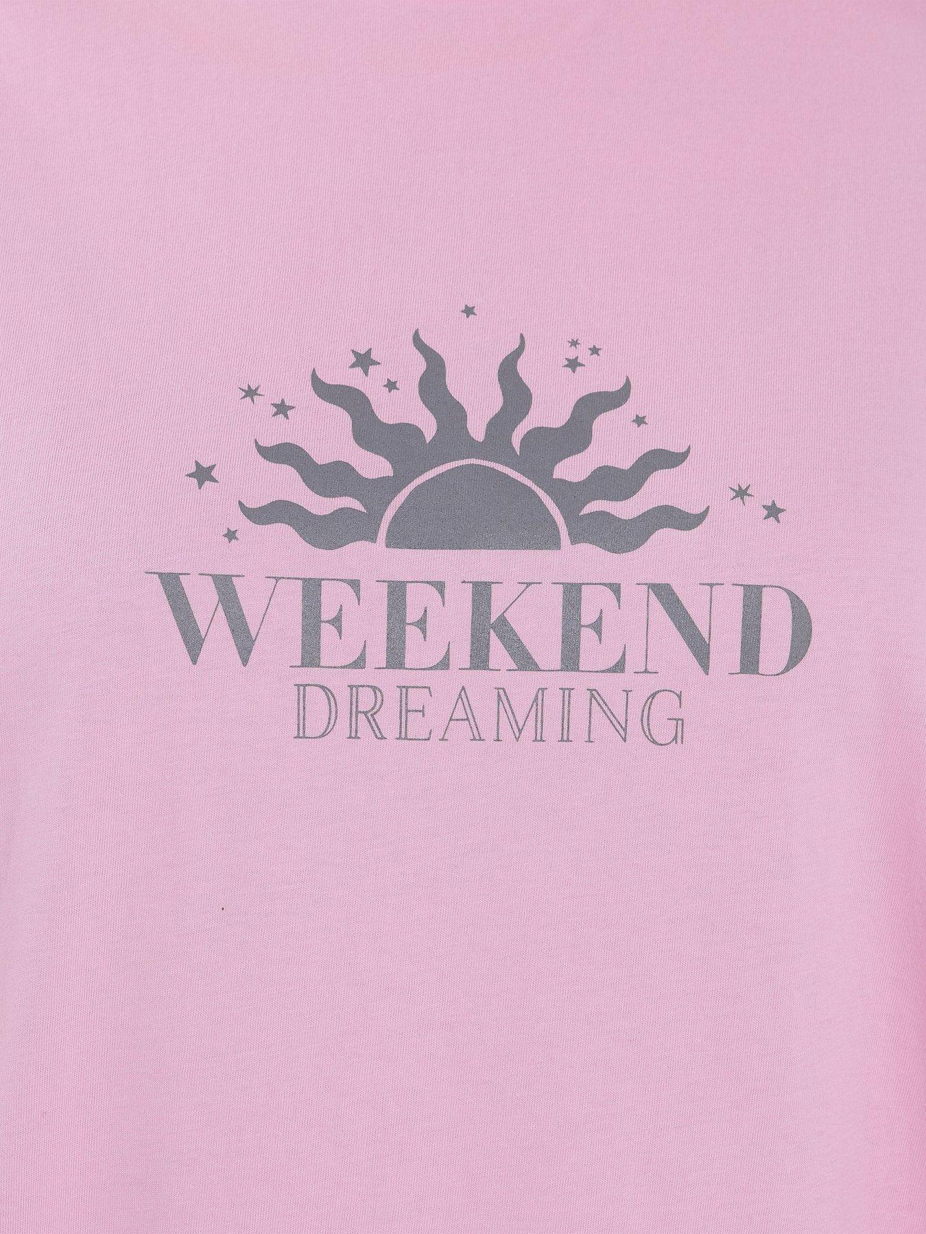 Image 4 of 5 of Yours Curve Weekend Dreaming Wide Leg Pyjama Set - Pink