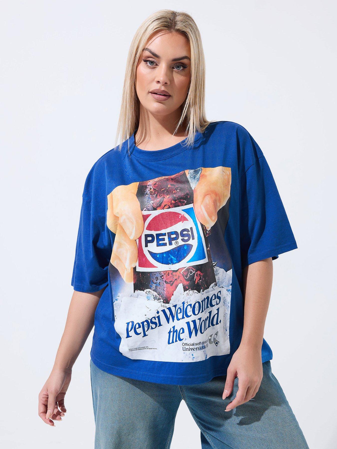 Yours Curve Pepsi T-Shirt - Blue