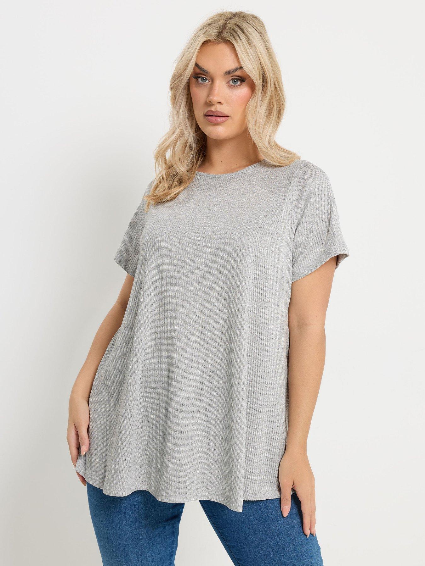 Yours Curve Soft Touch Rib Swing Top - Grey