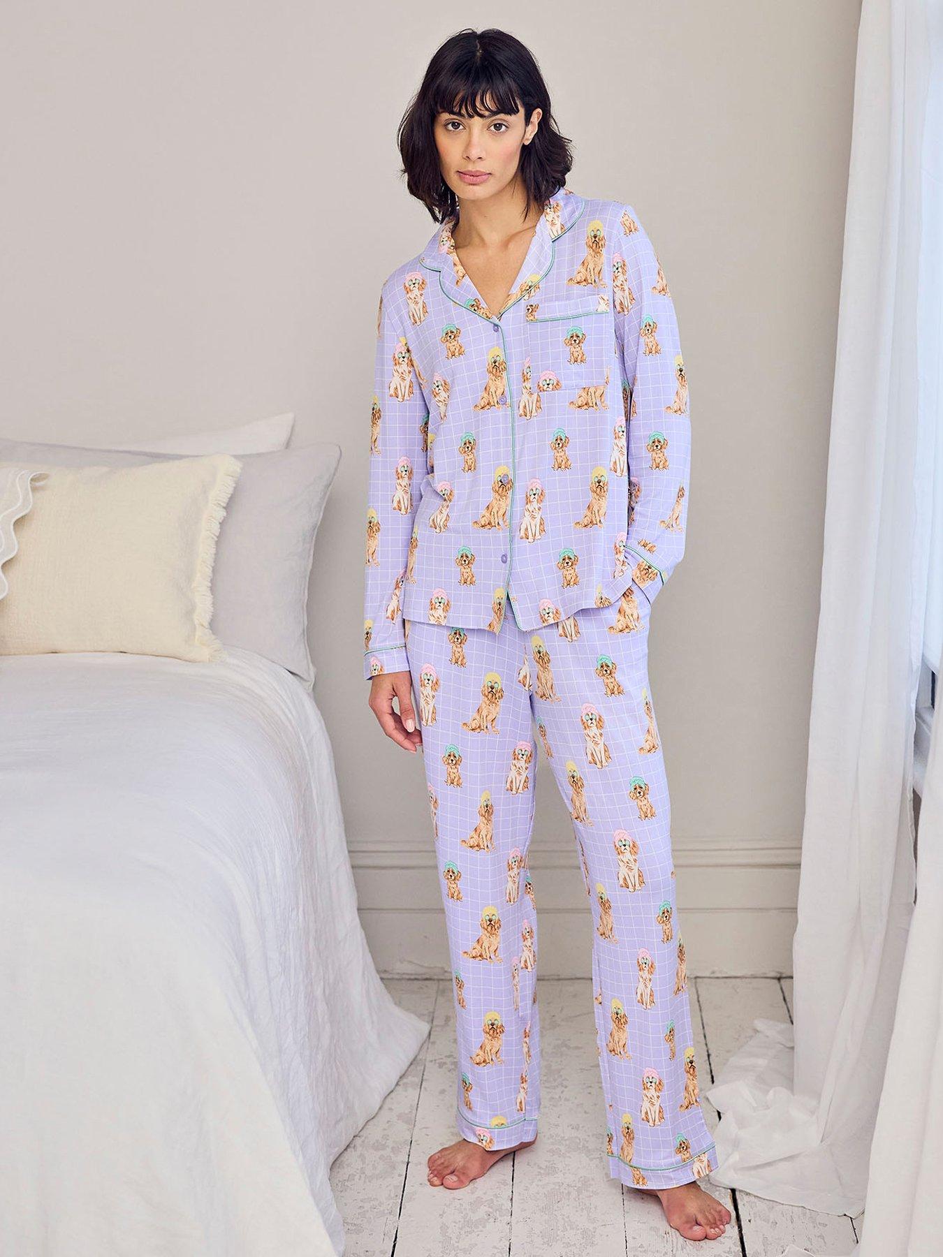 CHELSEA PEERS Spa Dogs Print Long Pyjama Set - Light Purple