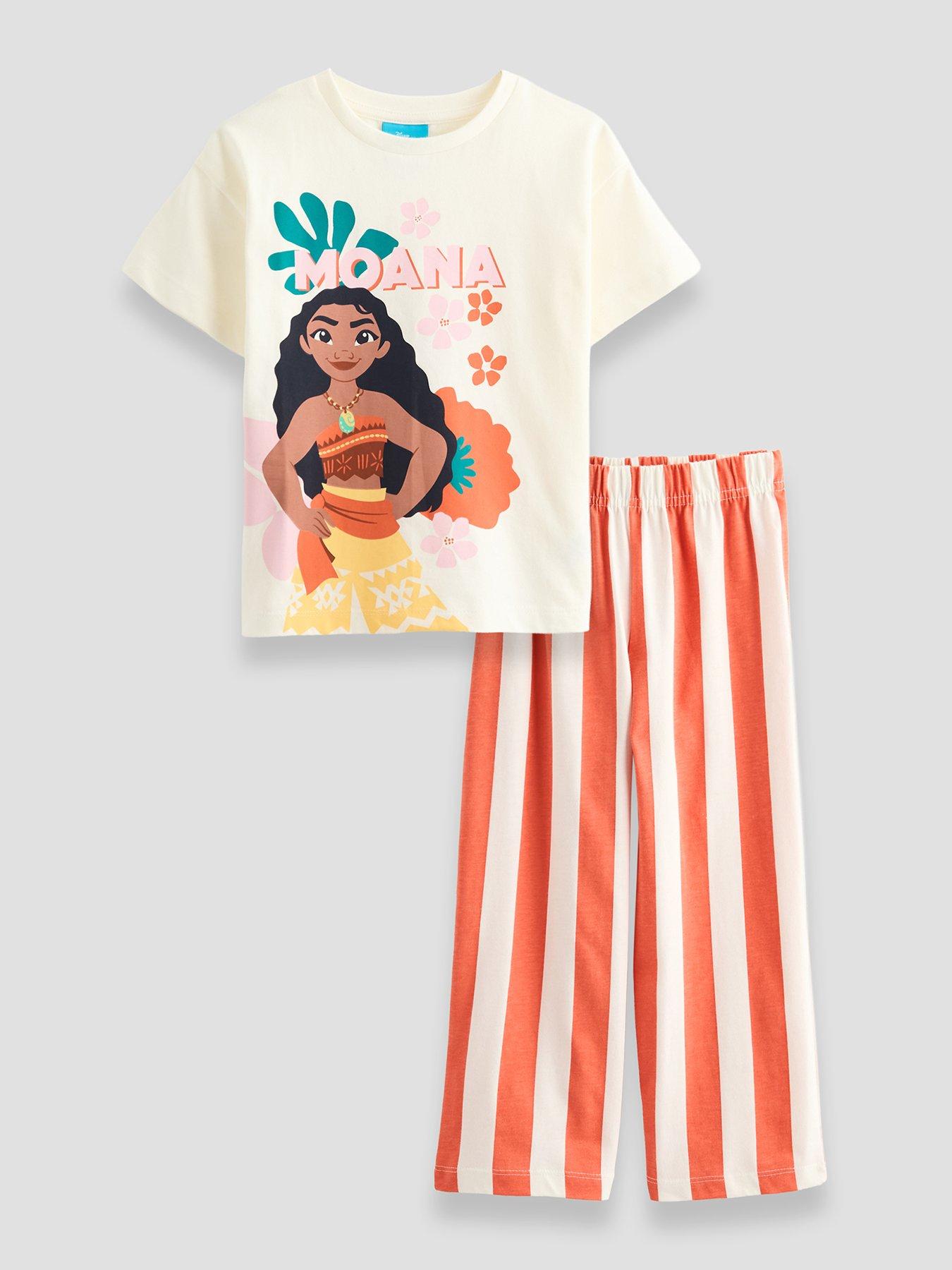 The Very Collection Disney Moana Ss Ll Stripe Leg Pyjamas