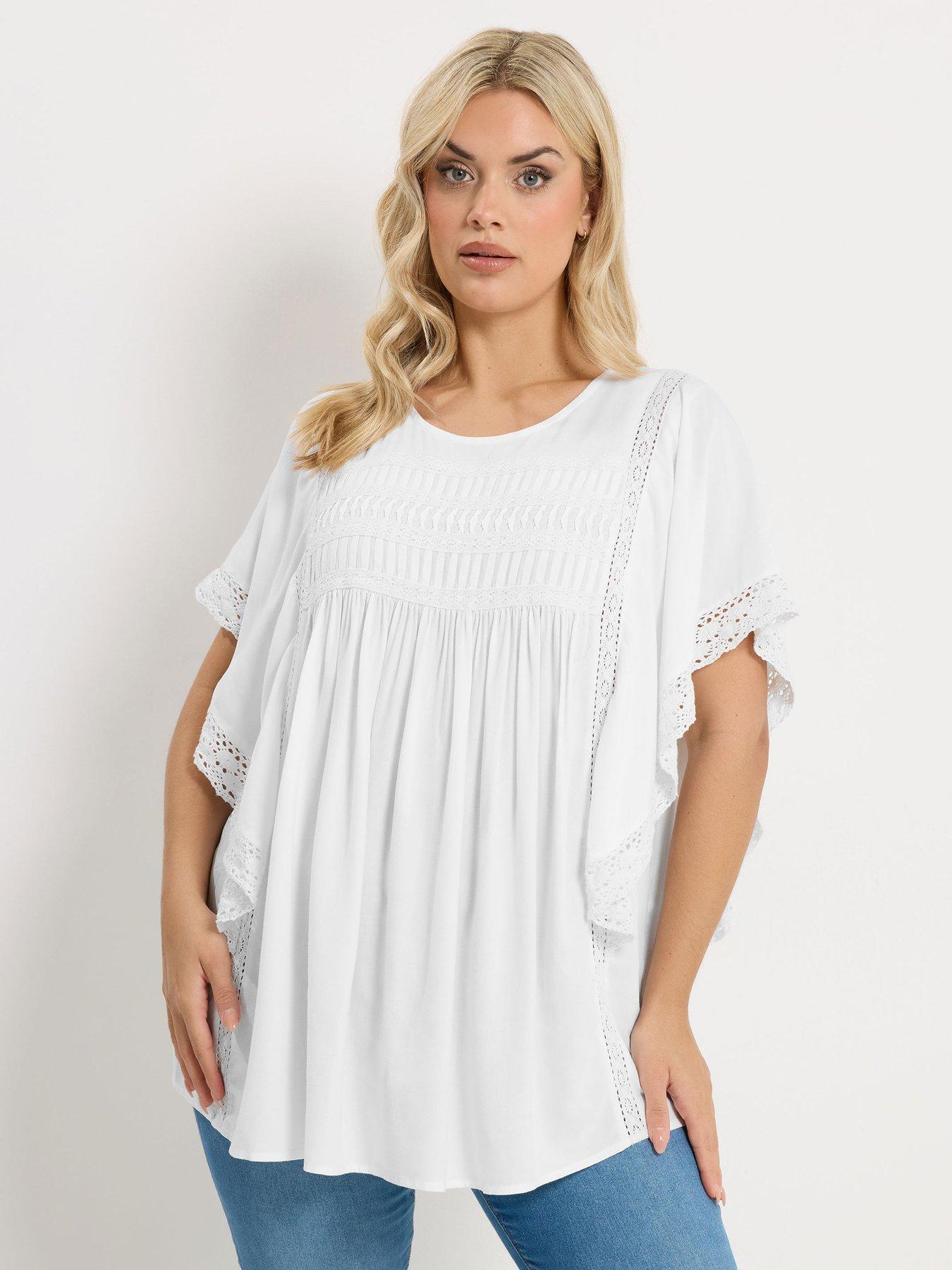 Yours Curve Statement Sleeve Blouse - White