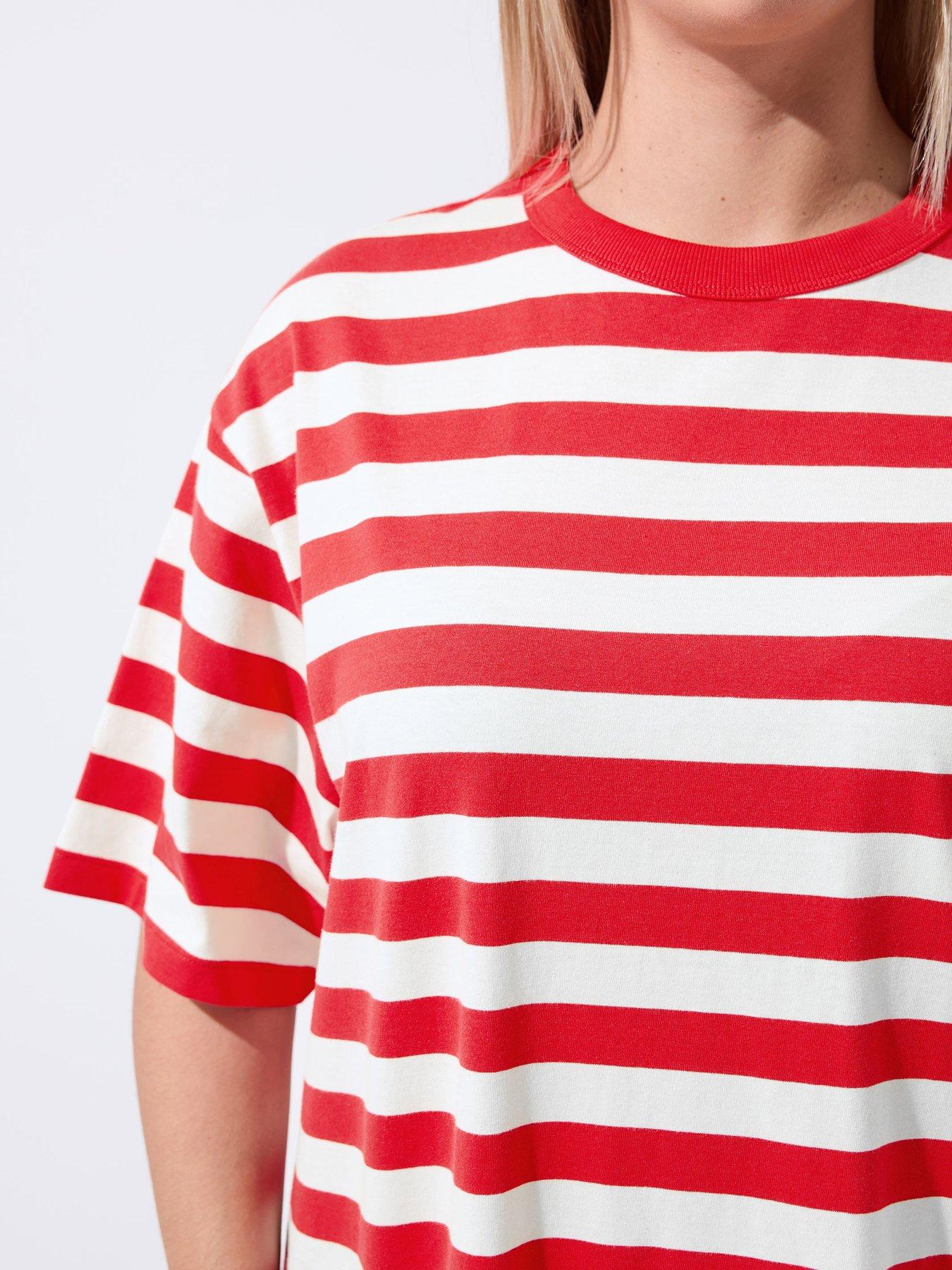 Yours Curve Stripe T-Shirt Dress - Red | Very