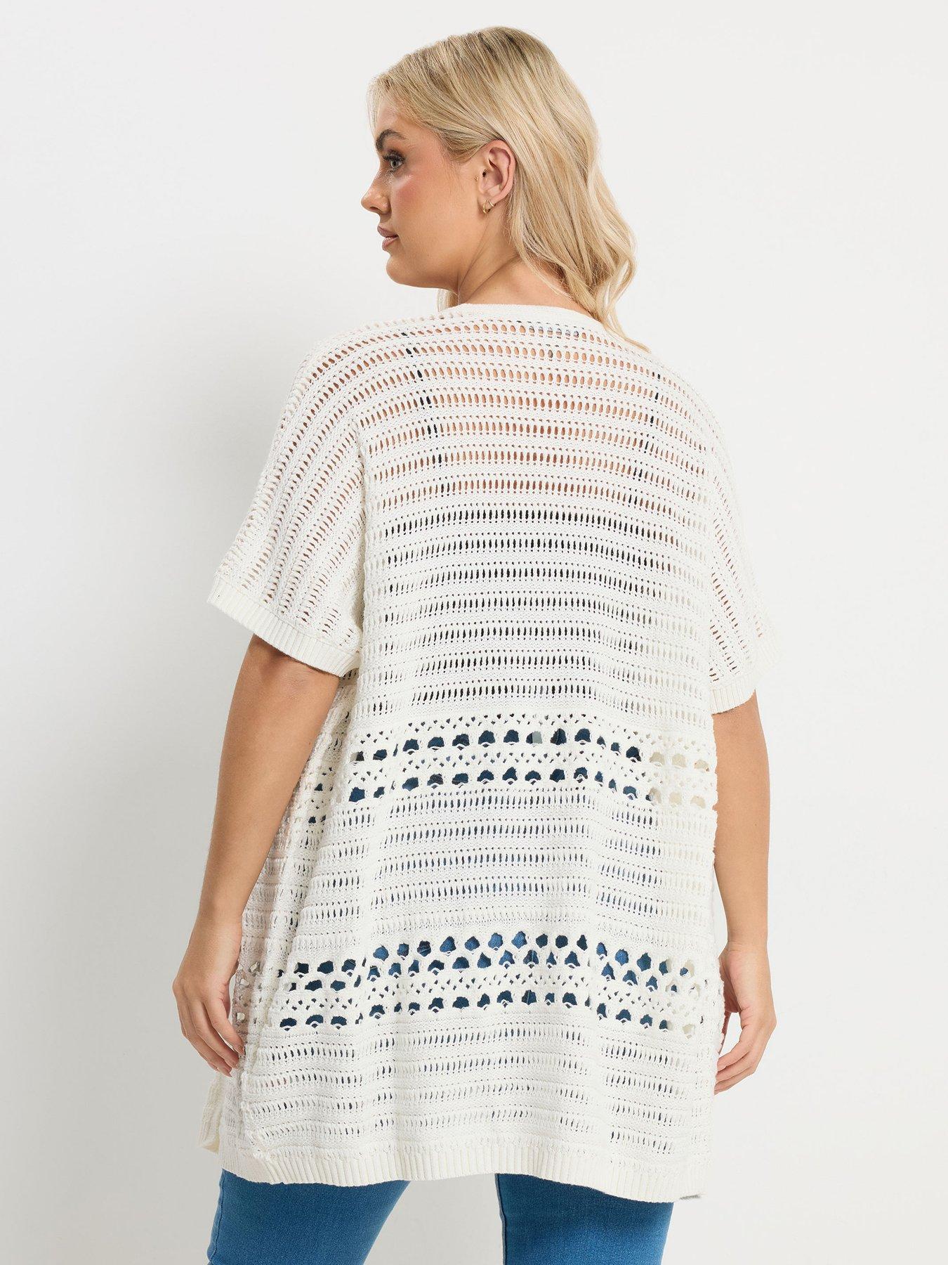 Image 2 of 5 of Yours Curve Kimono Crochet Cardigan - Cream