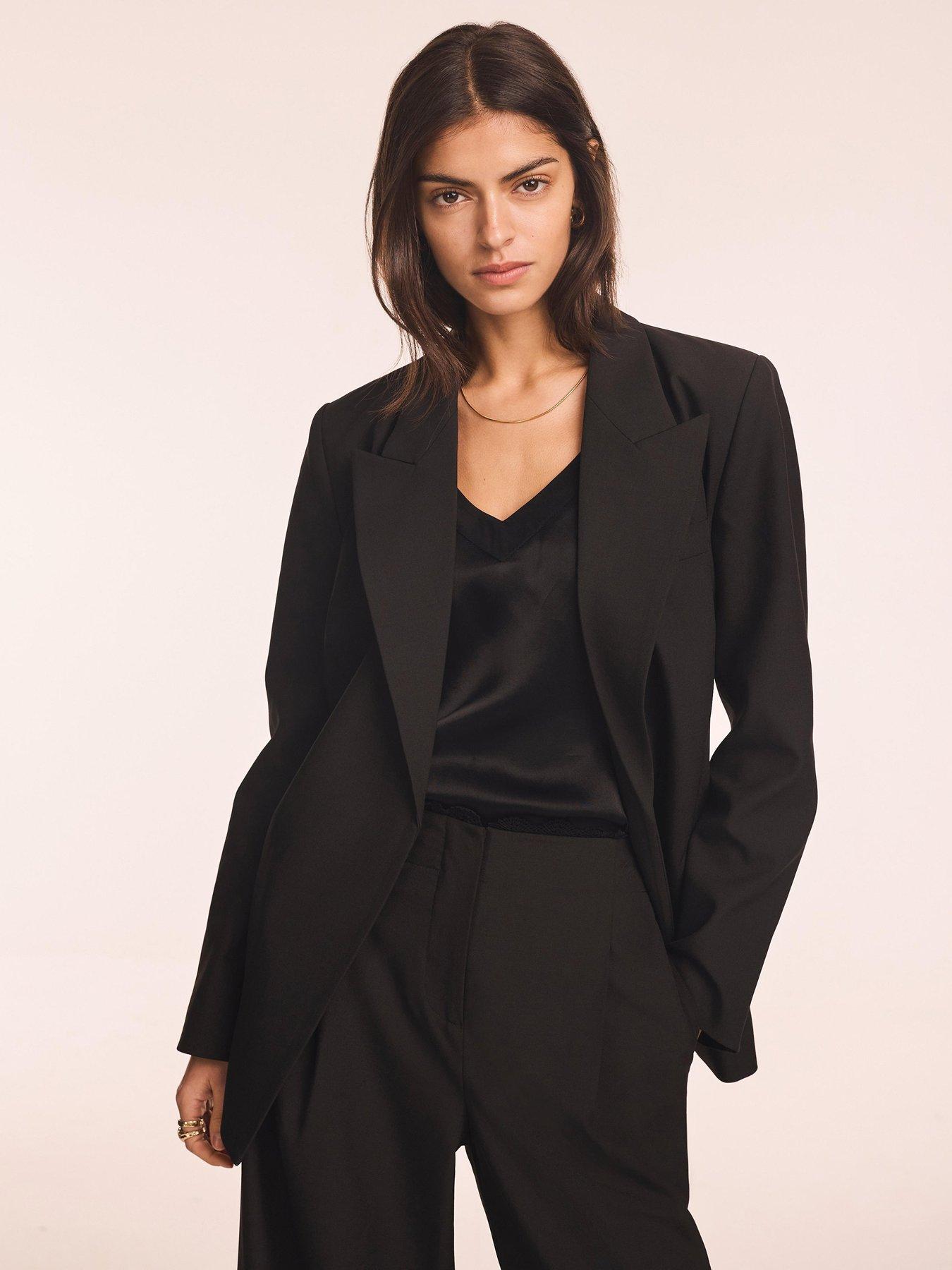 Mint Velvet Double Breasted Longline Blazer - Black