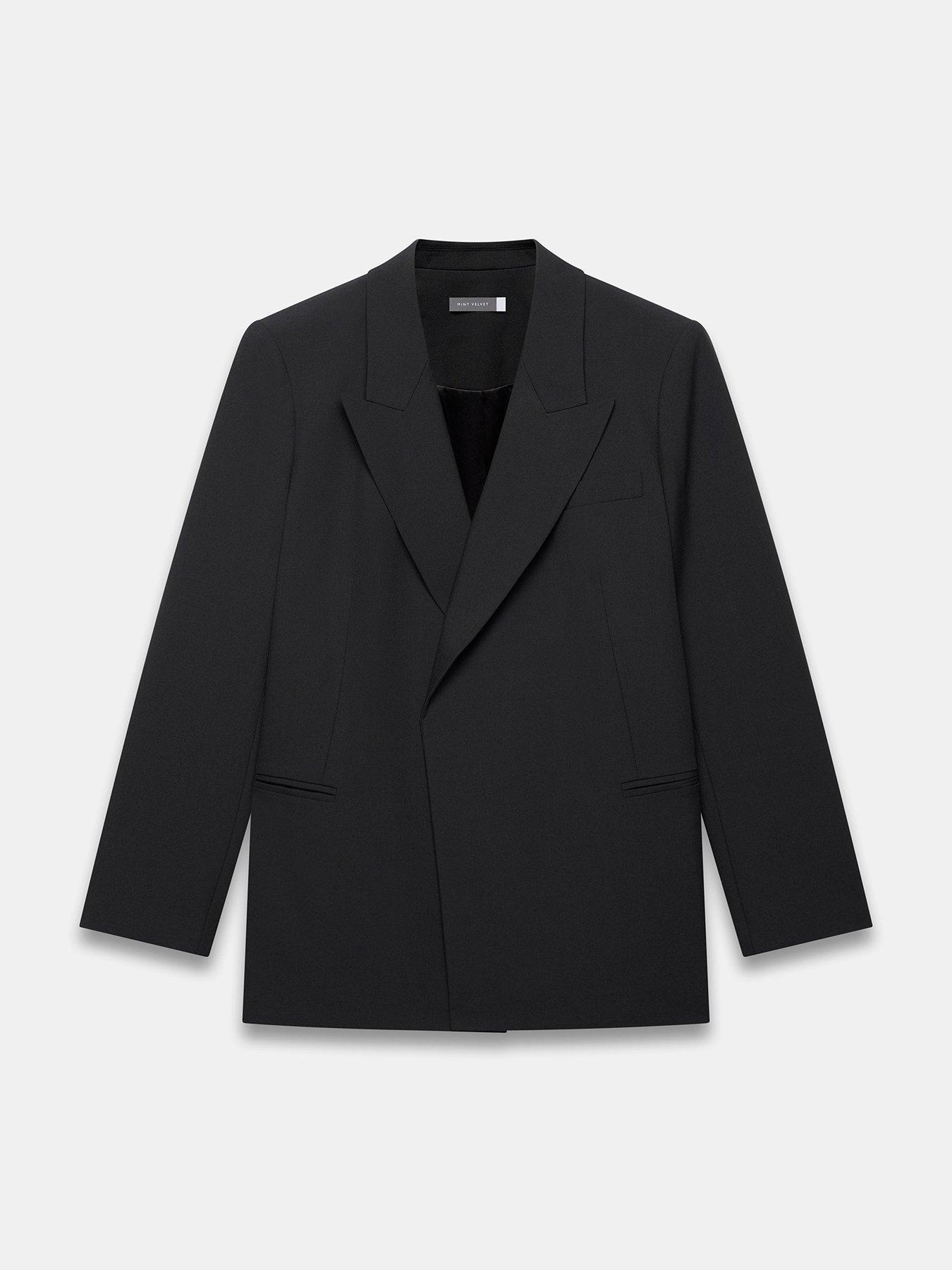 Image 5 of 6 of Mint Velvet Double Breasted Longline Blazer - Black