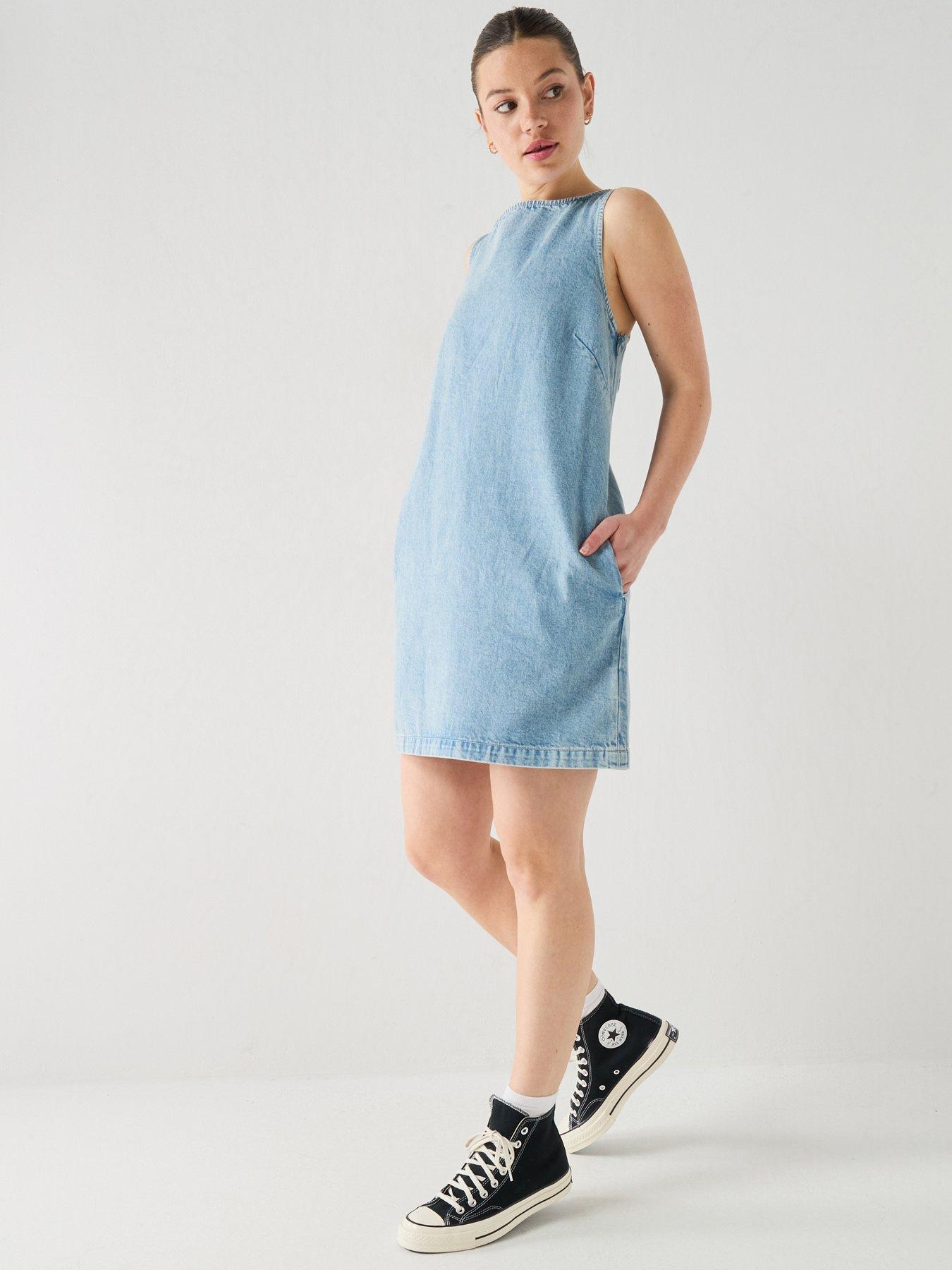 calvin klein denim shift dress V-Neck Denim Shift Dress
