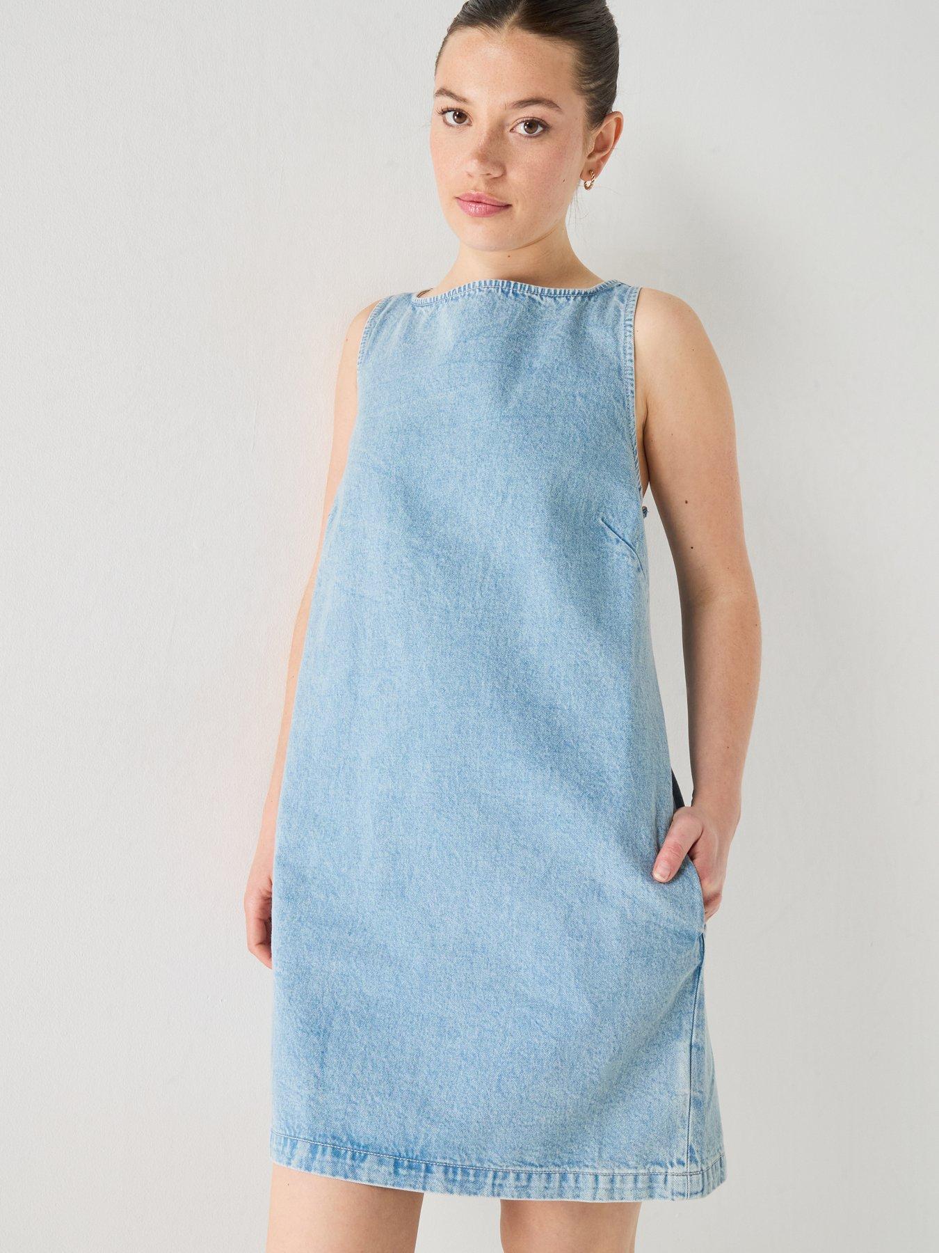 calvin klein denim shift dress Denim Sleeveless Shift Dress