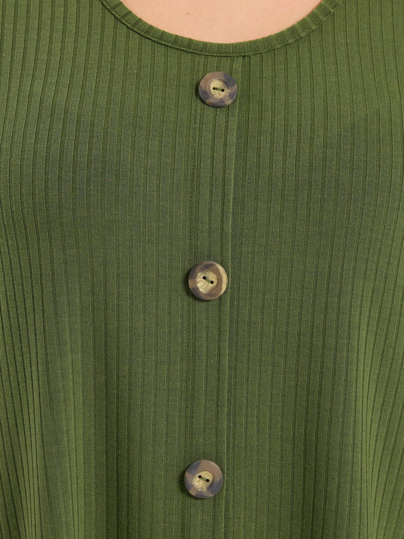 Image 4 of 6 of Yours Curve Button Front Swing T-Shirt - Green