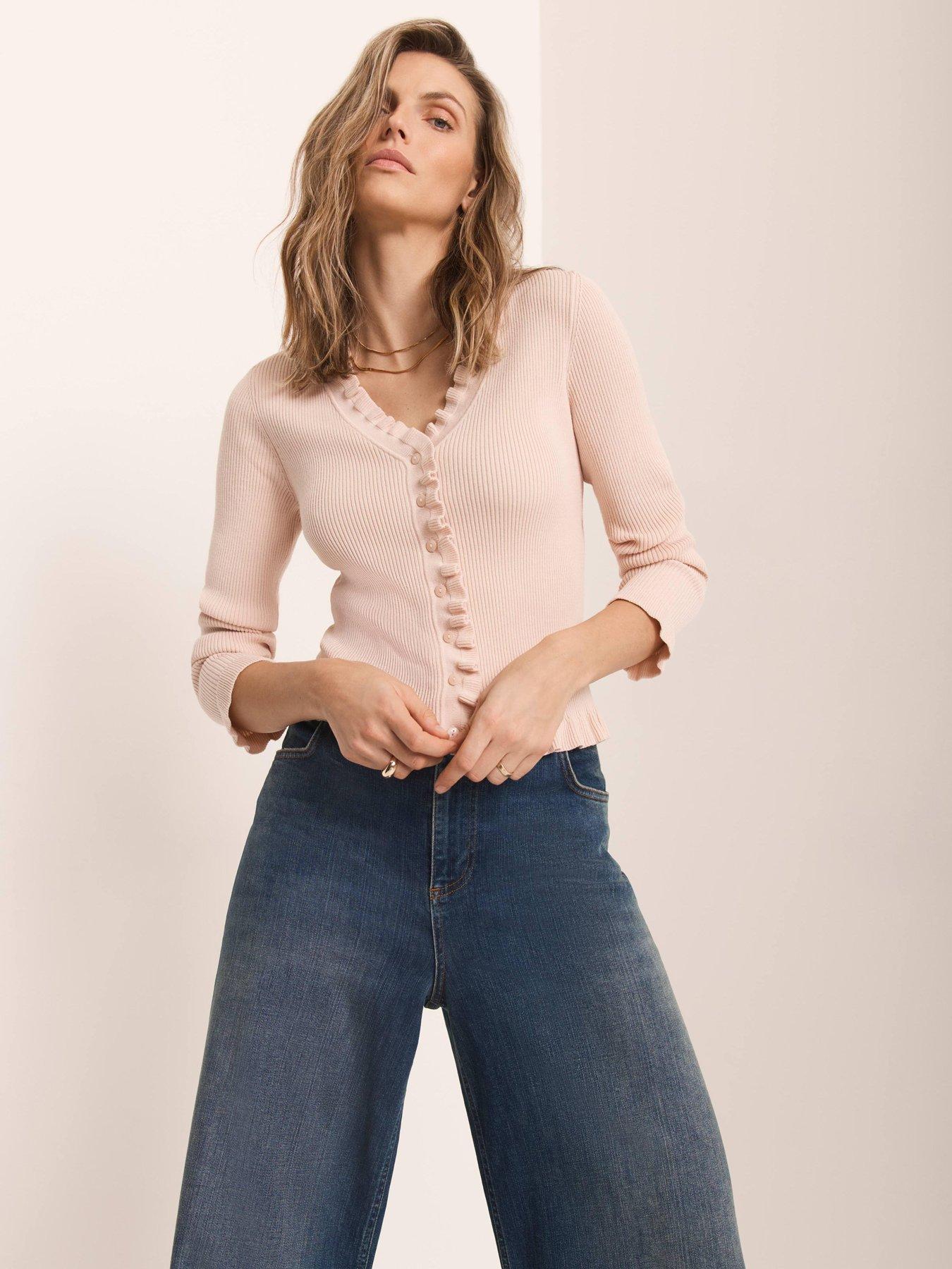 Image 2 of 6 of Mint Velvet Ruffle Detail Cardigan - Pink