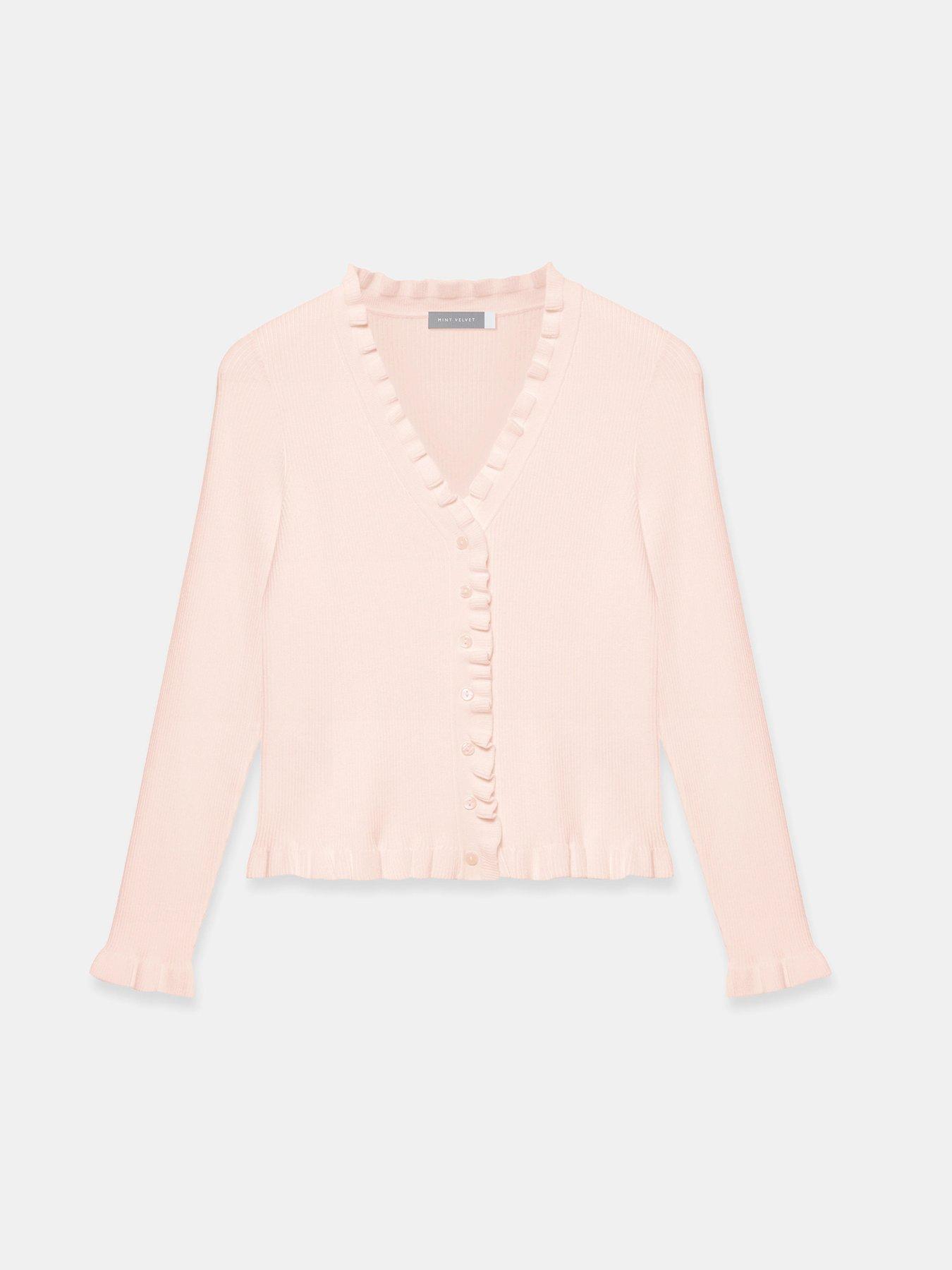 Image 5 of 6 of Mint Velvet Ruffle Detail Cardigan - Pink
