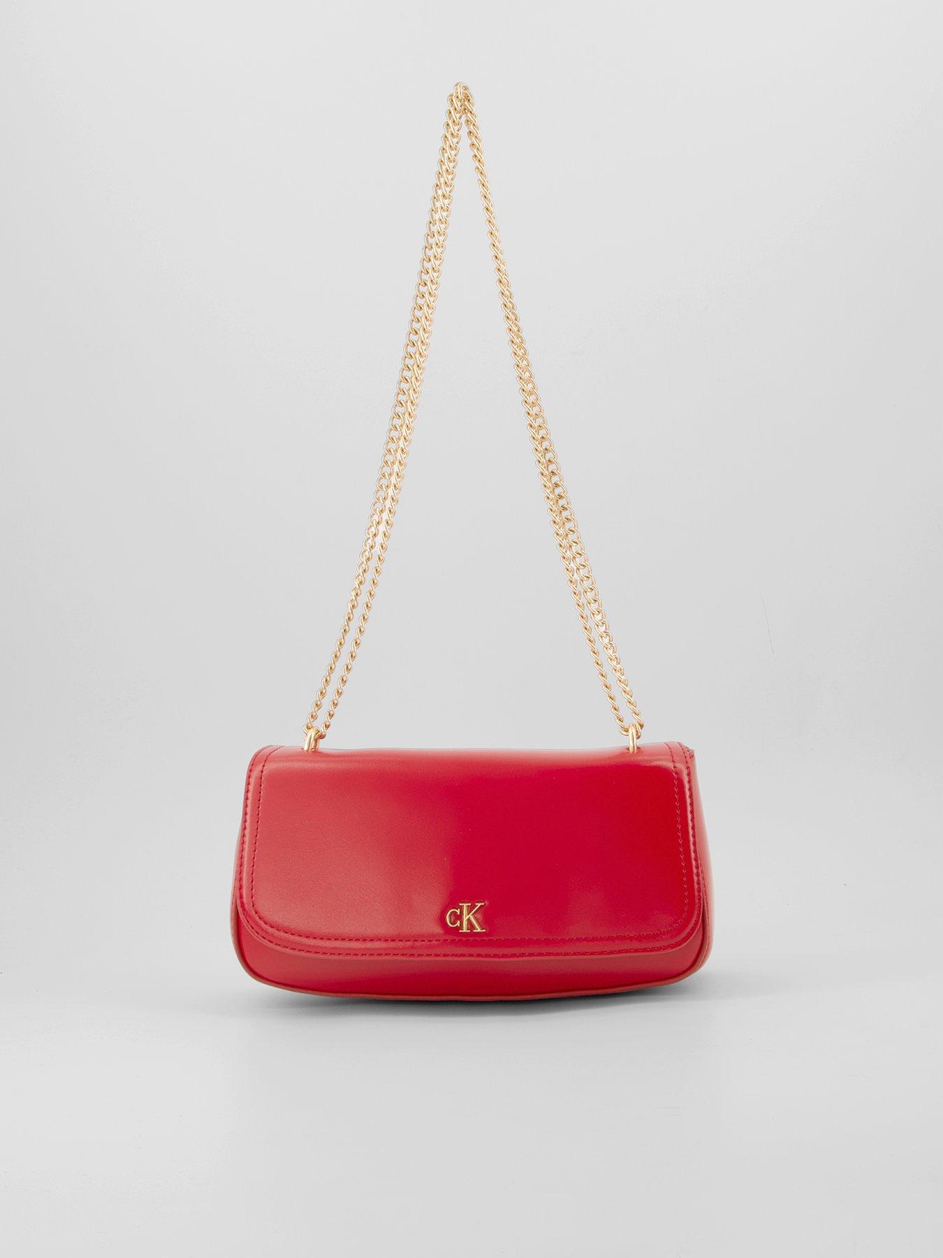Image 1 of 6 of Calvin Klein Ck Convertible Chain Small Bag - Red