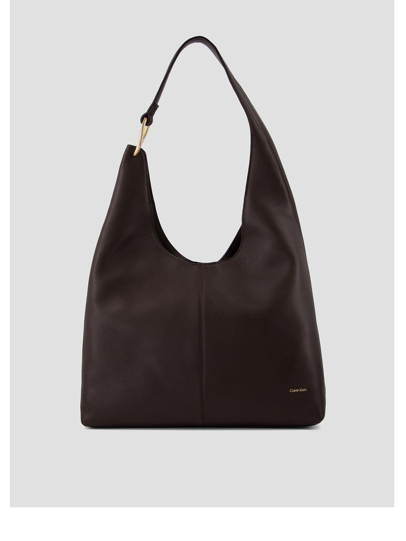 Calvin Klein Slouchy Leather Medium Shoulder Bag, Brown, Women