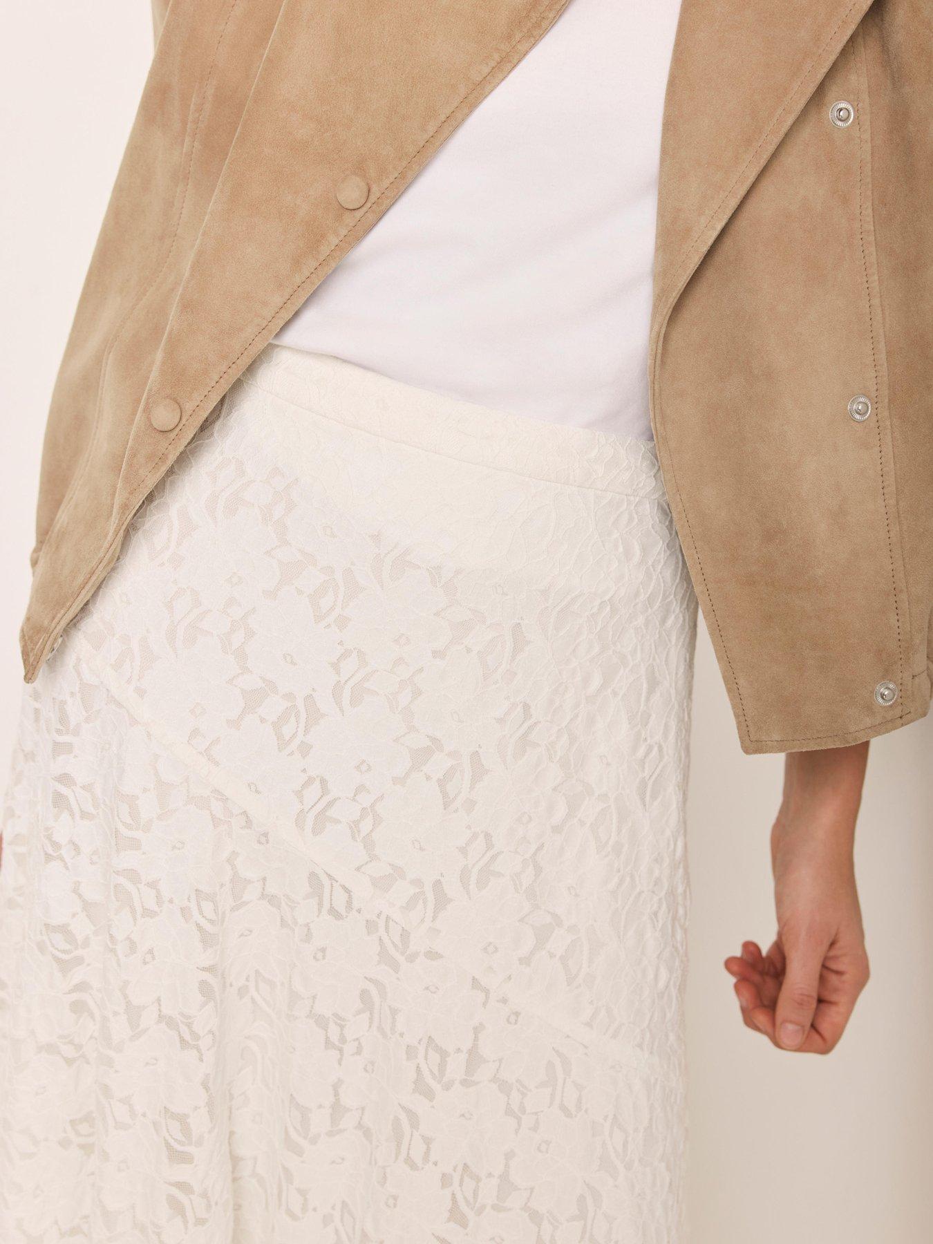 Image 3 of 6 of Mint Velvet Lace Skirt - Cream
