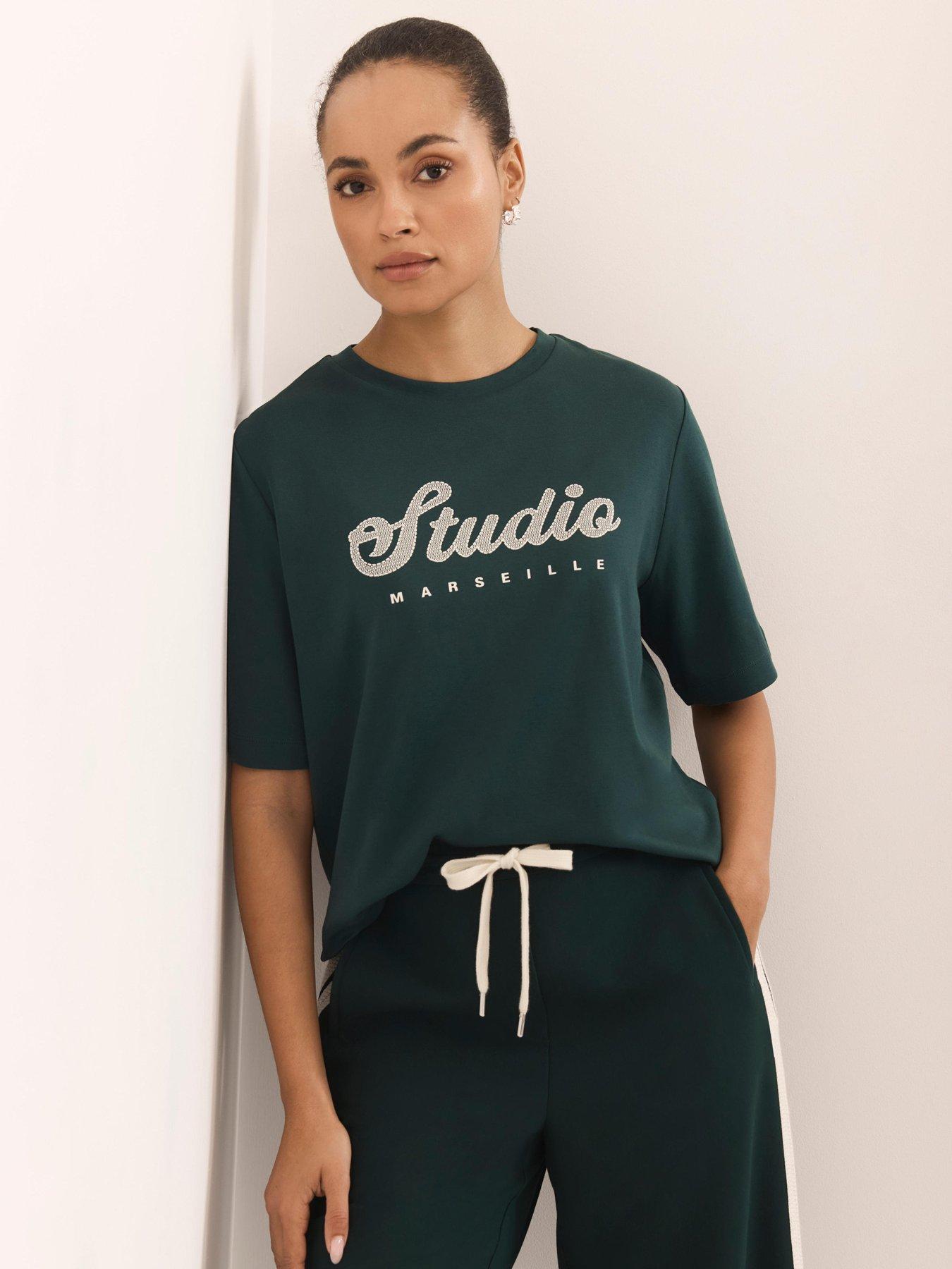 Mint Velvet Studio Graphic T-Shirt - Green
