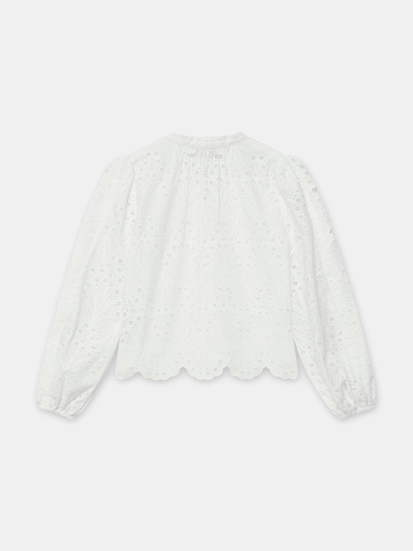 Image 6 of 6 of Mint Velvet Ivory Shell Broderie Blouse - White