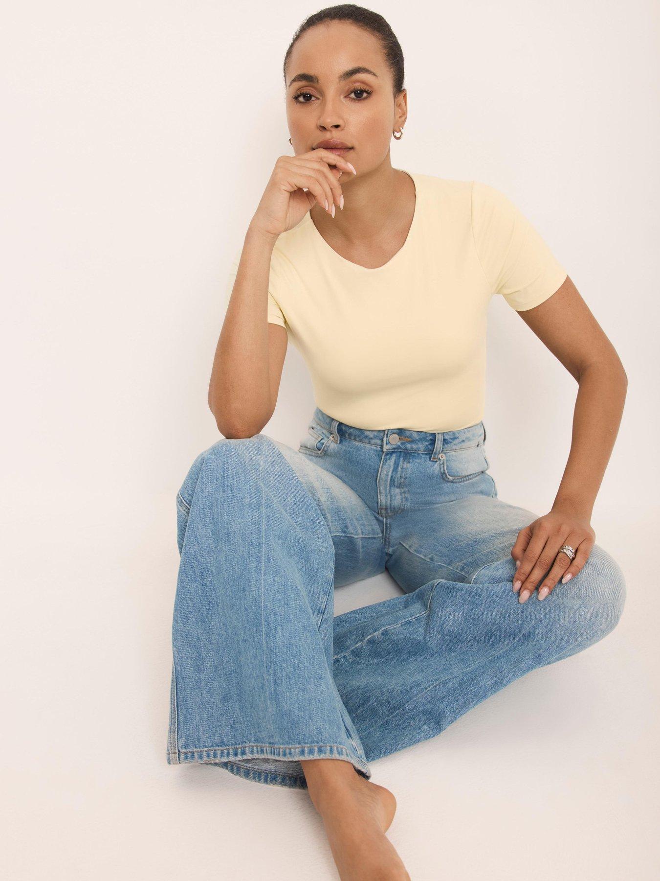 Mint Velvet Layering Short Sleeve Top - Yellow