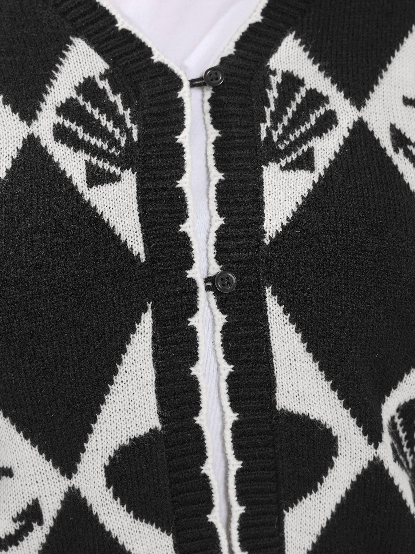 Image 4 of 5 of Yours Sailor Print Cardigan - Black
