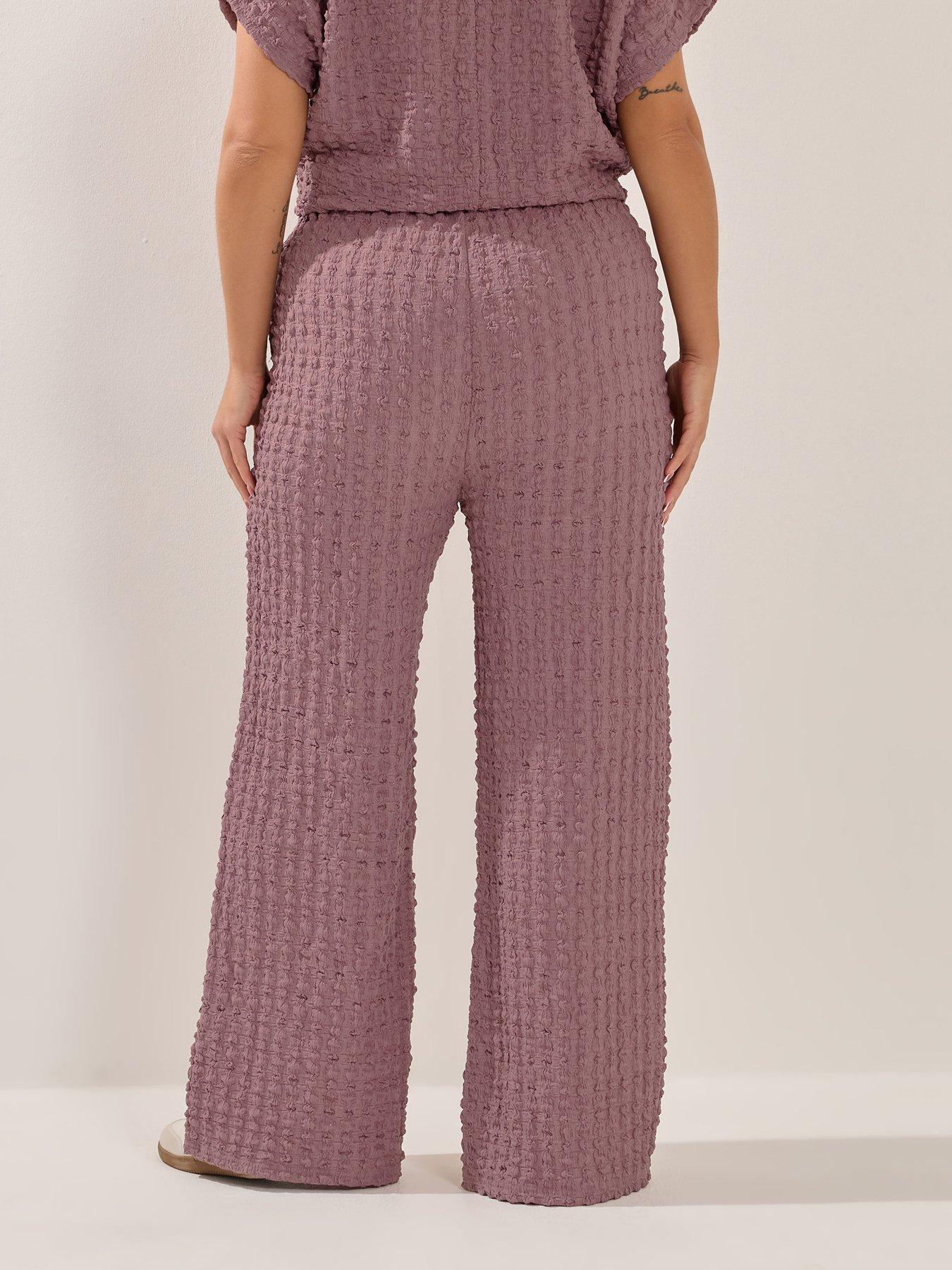 Image 2 of 5 of Yours Curve Bubble Wide Leg Trouser - Pink