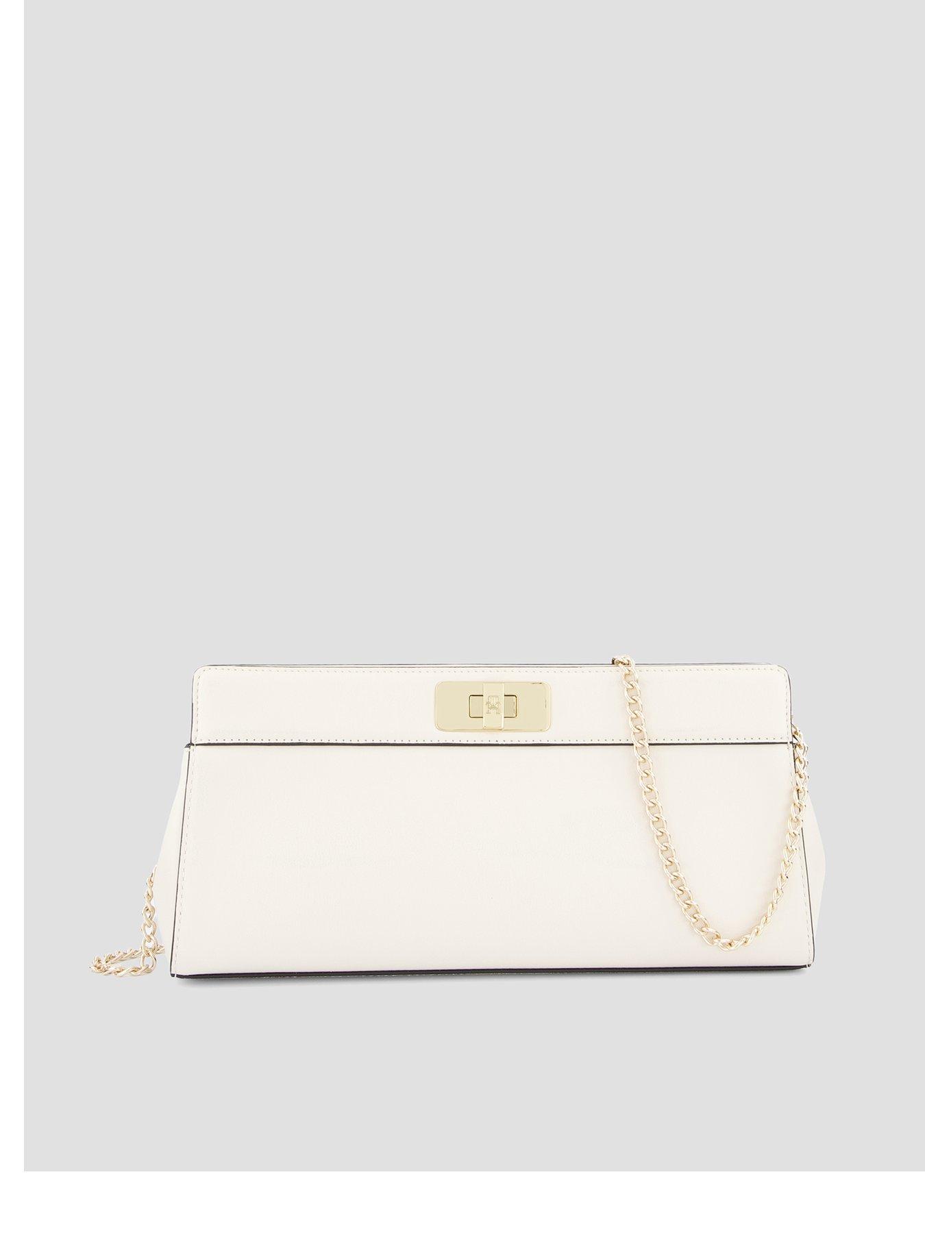 Image 1 of 4 of Tommy Hilfiger Modern Chain Monogram Clasp Clutch - Cream