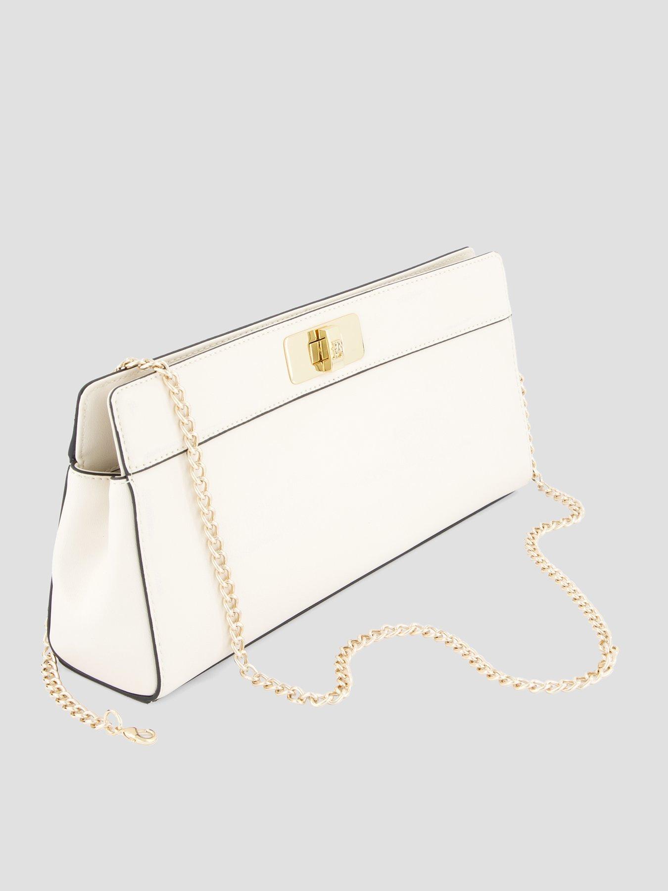 Image 2 of 4 of Tommy Hilfiger Modern Chain Monogram Clasp Clutch - Cream