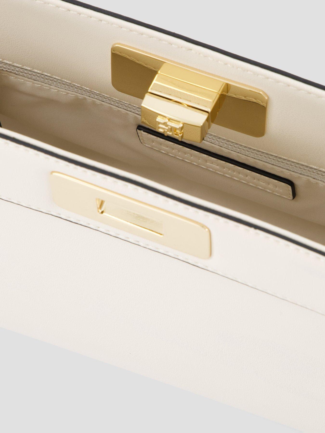 Image 4 of 4 of Tommy Hilfiger Modern Chain Monogram Clasp Clutch - Cream