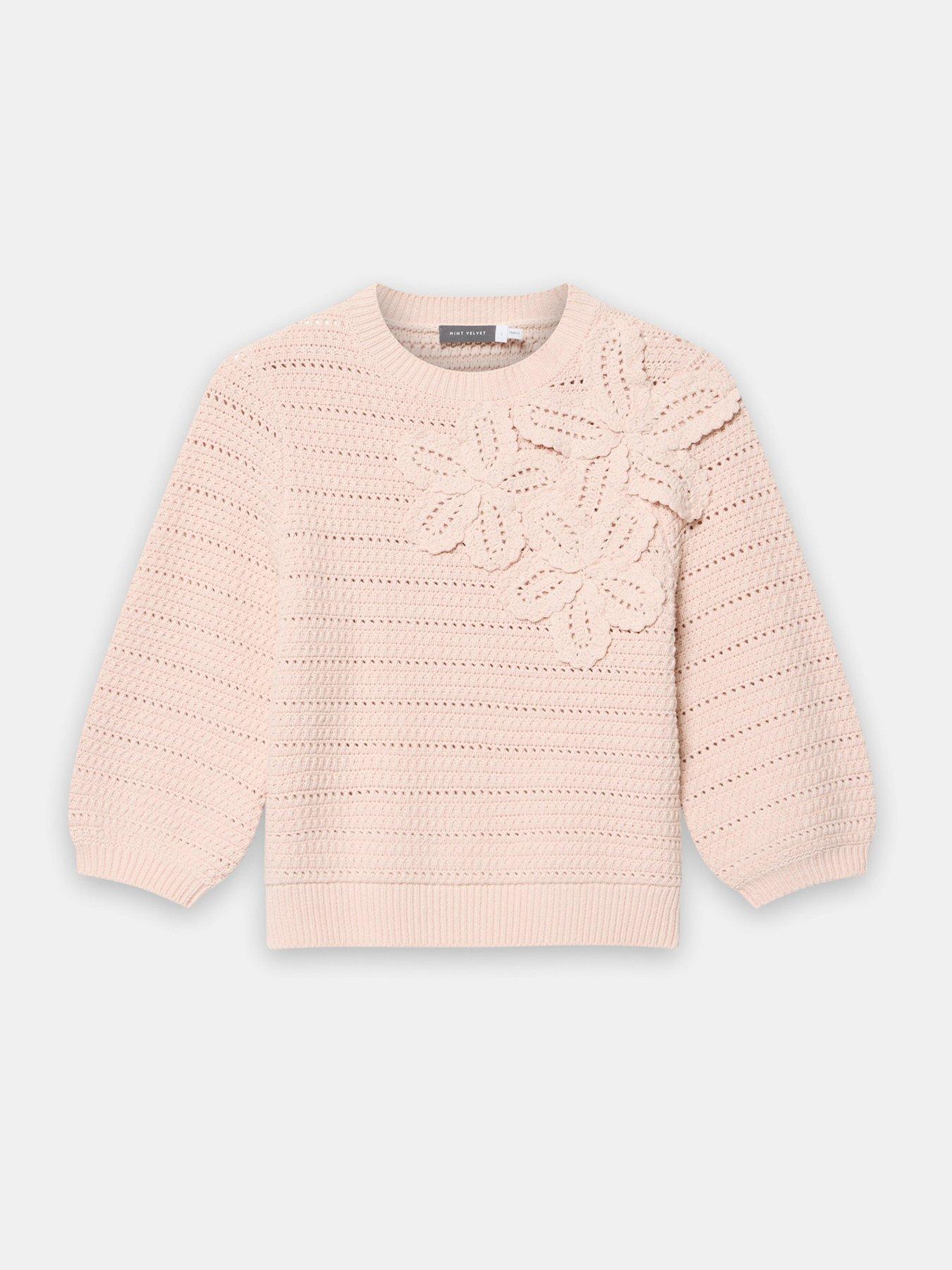 Image 5 of 6 of Mint Velvet Flower Detail Knit Top - Pink
