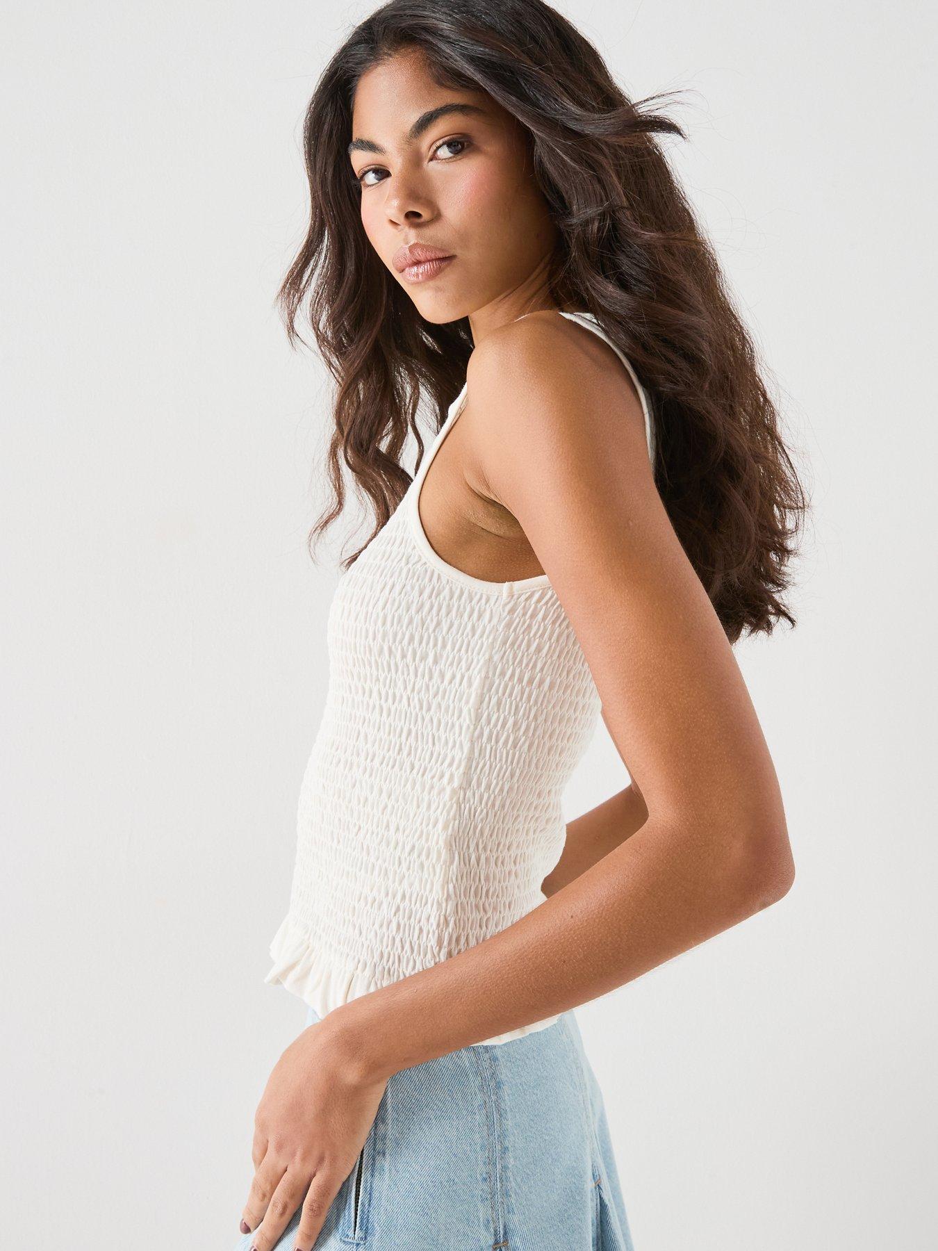 Image 6 of 6 of Tommy Jeans Slim Smock Tank Top - White