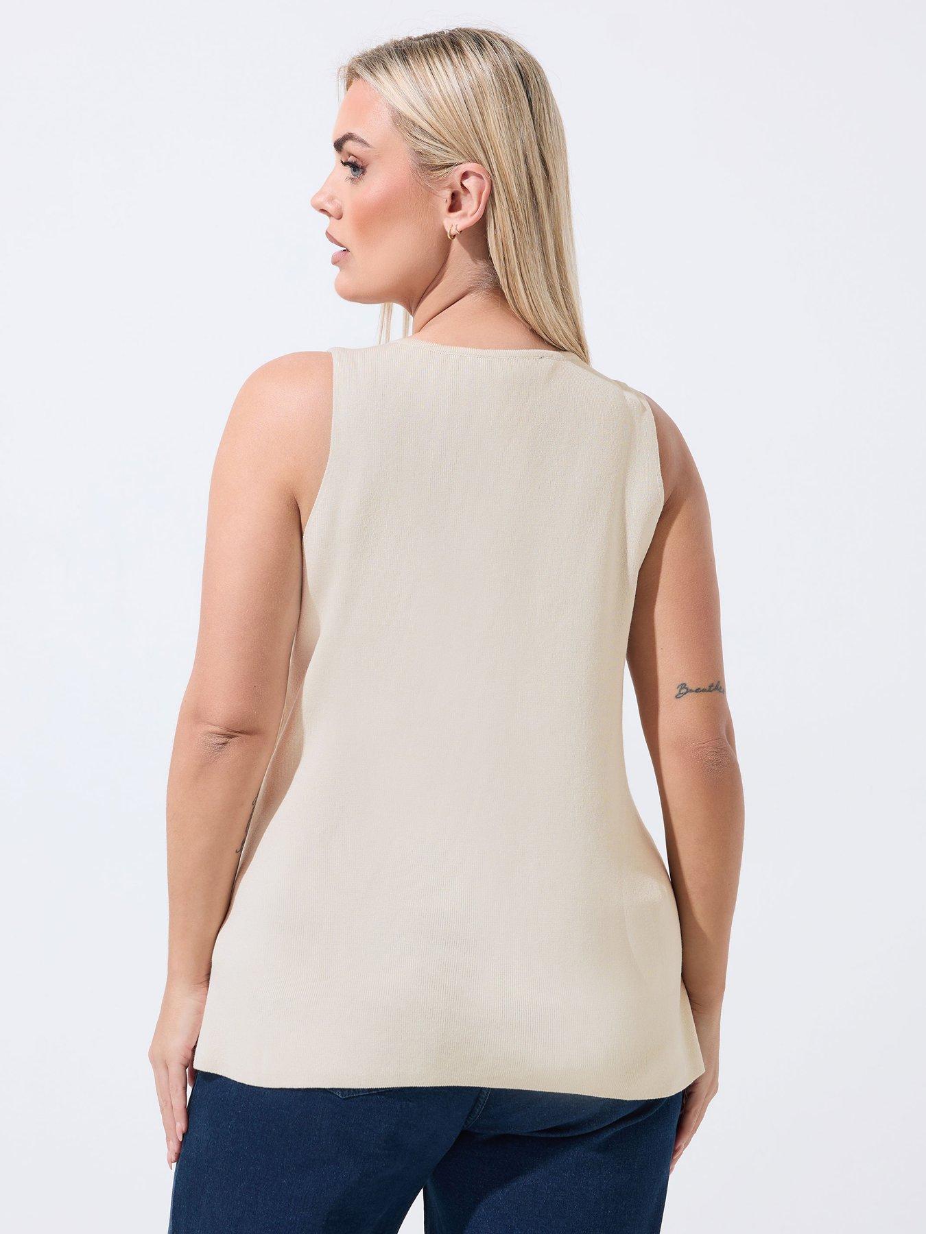 Image 2 of 5 of Yours Curve Knit Waistcoat - Cream