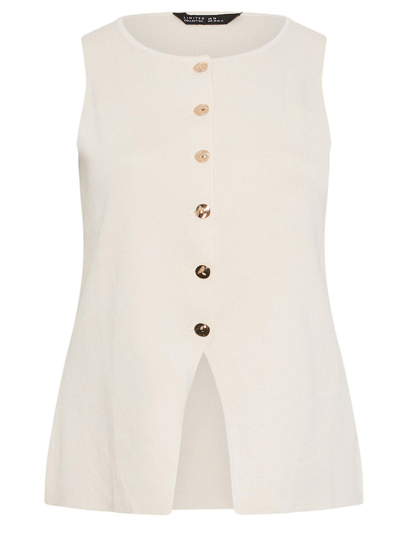 Image 5 of 5 of Yours Curve Knit Waistcoat - Cream
