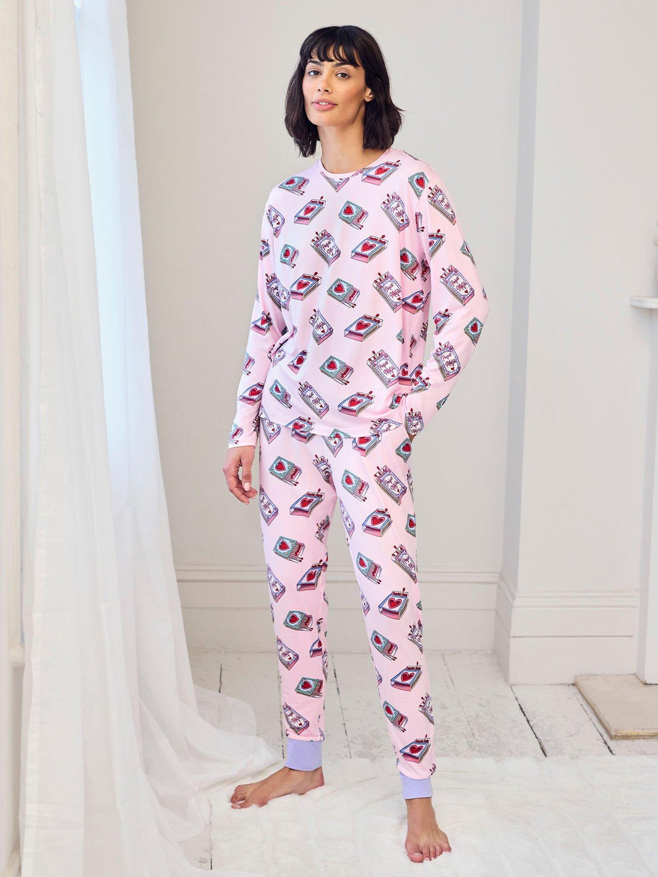 CHELSEA PEERS Valentine's Perfect Match Print Short Pyjama Set, Pink, Size 8, Women
