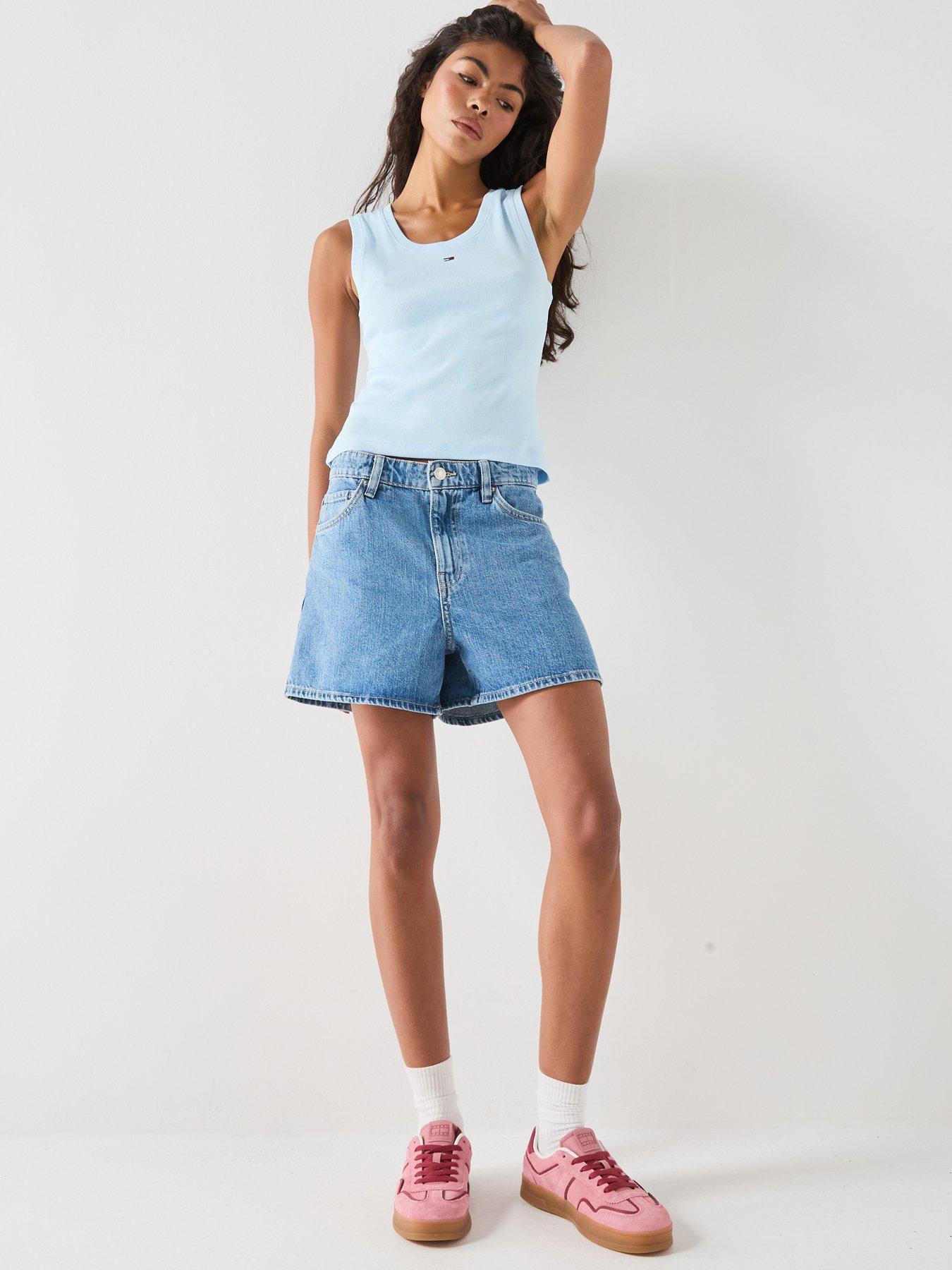 Image 3 of 6 of Tommy Jeans Tjw Essential Rib Tank Top - Blue