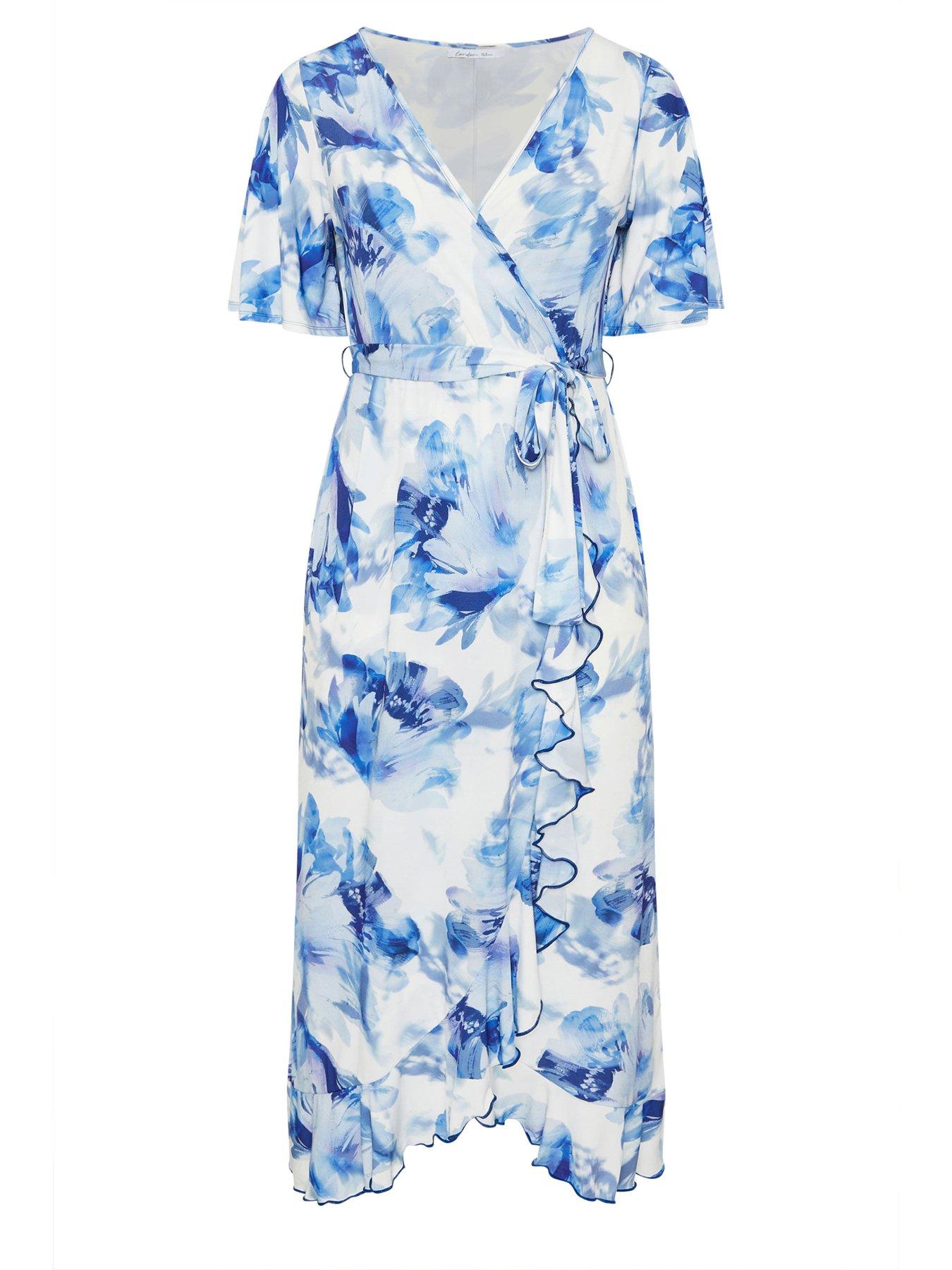 Image 5 of 5 of Yours Curve Floral Wrap Ruffle Dress
