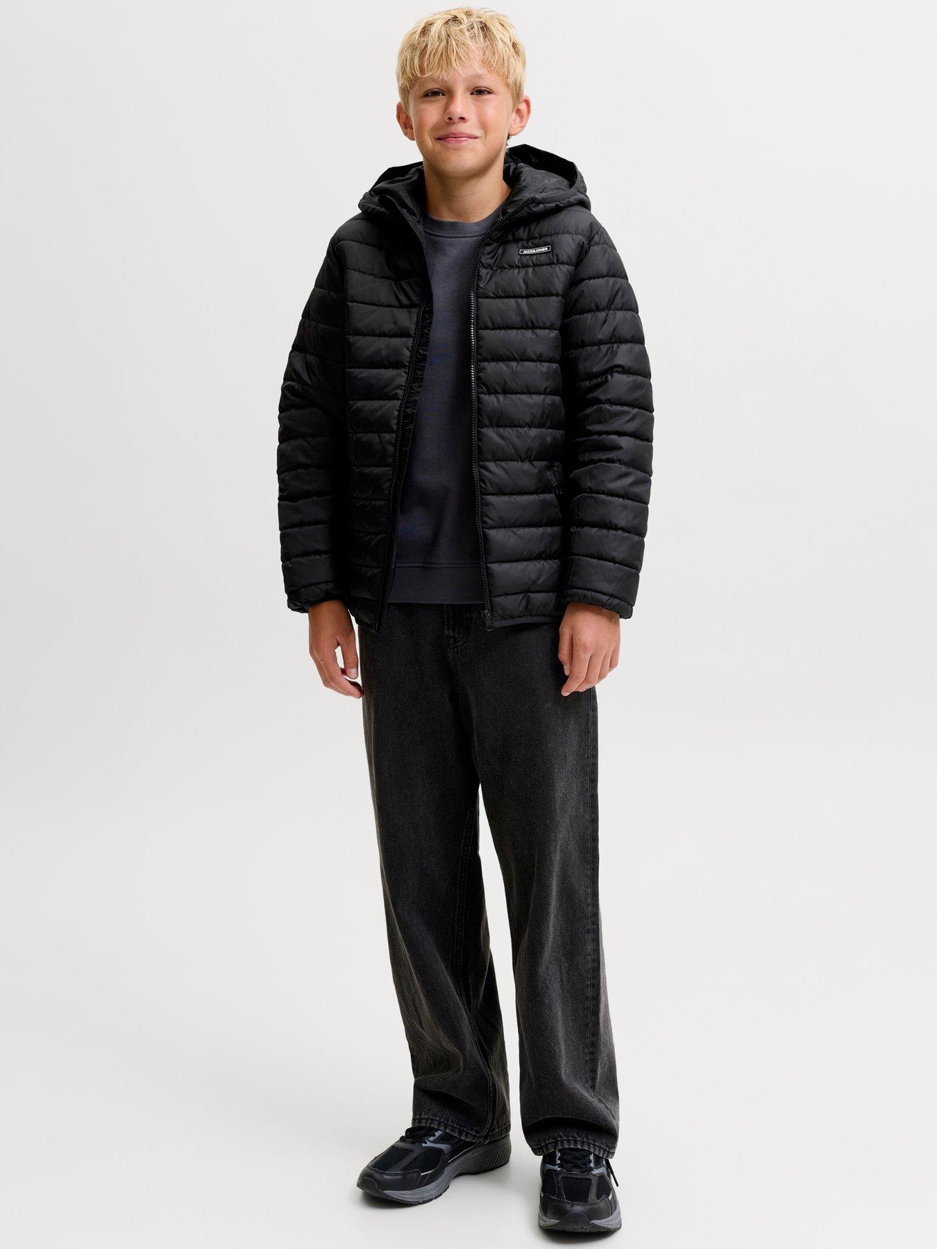 Image 1 of 6 of Jack & Jones Junior Boys Elvis Lightweight Padded Jacket - Black