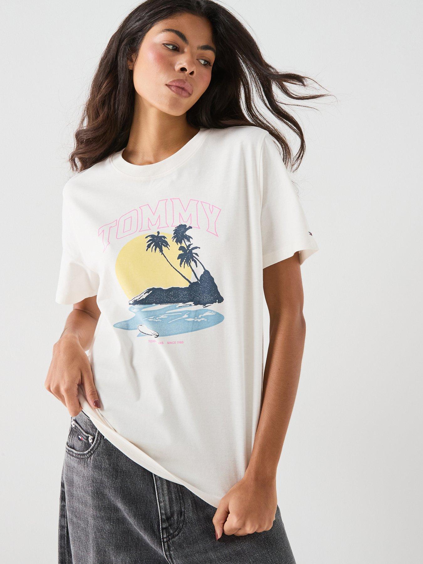 Tommy Jeans Tjw Rlx Novelty Tee, White, Size Xs, Women