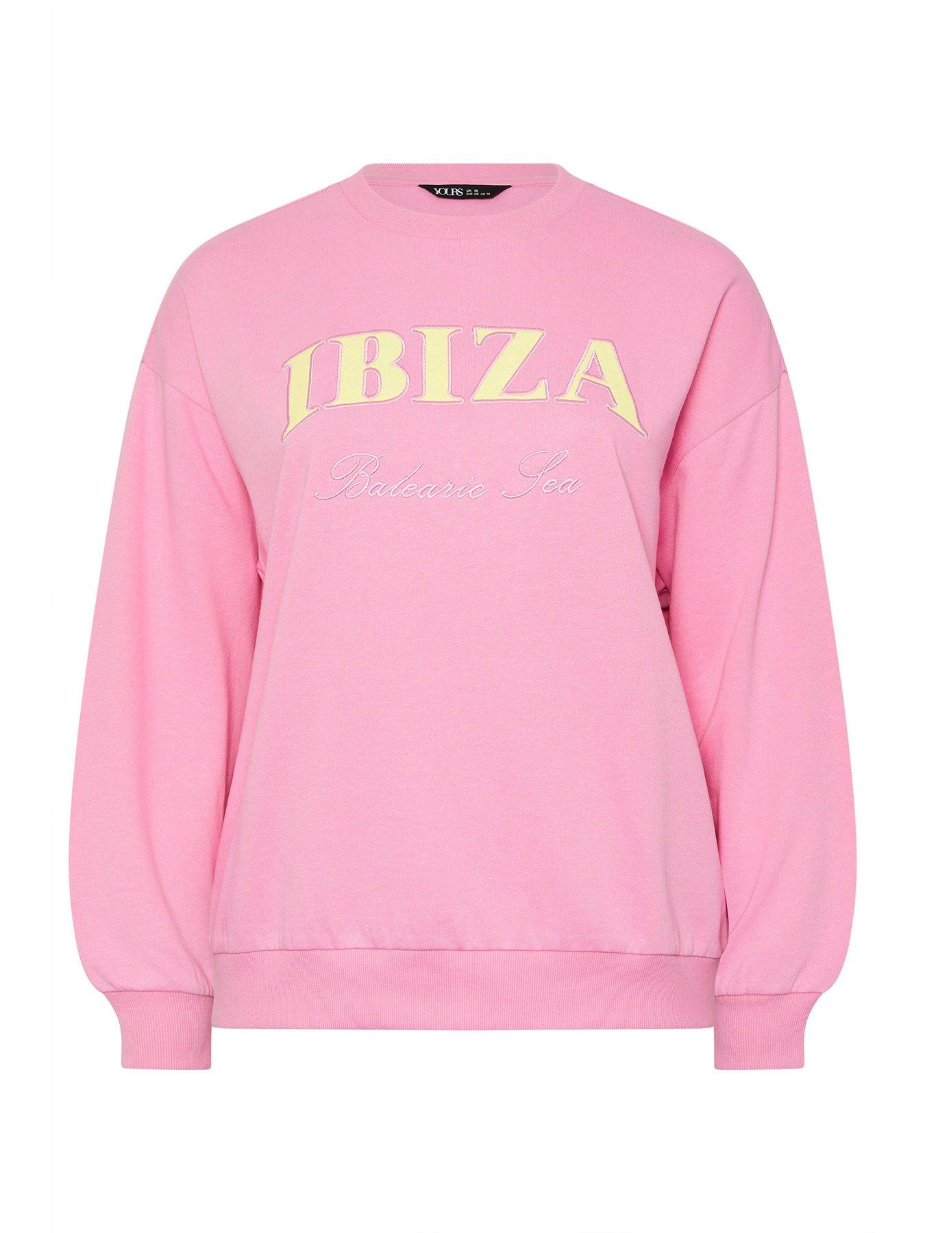 Image 5 of 5 of Yours Curve Ibiza Applique Sweatshirt - Pink