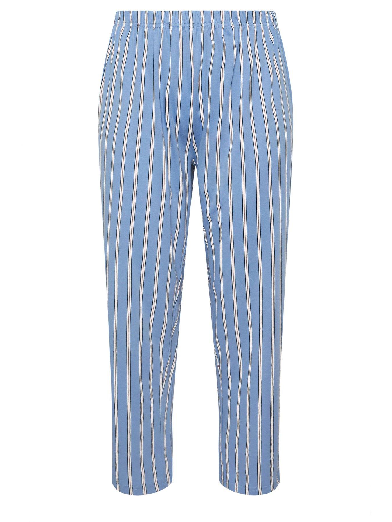 Image 5 of 5 of Yours Curve Stripe Wide Leg Pyjama Pant - Blue