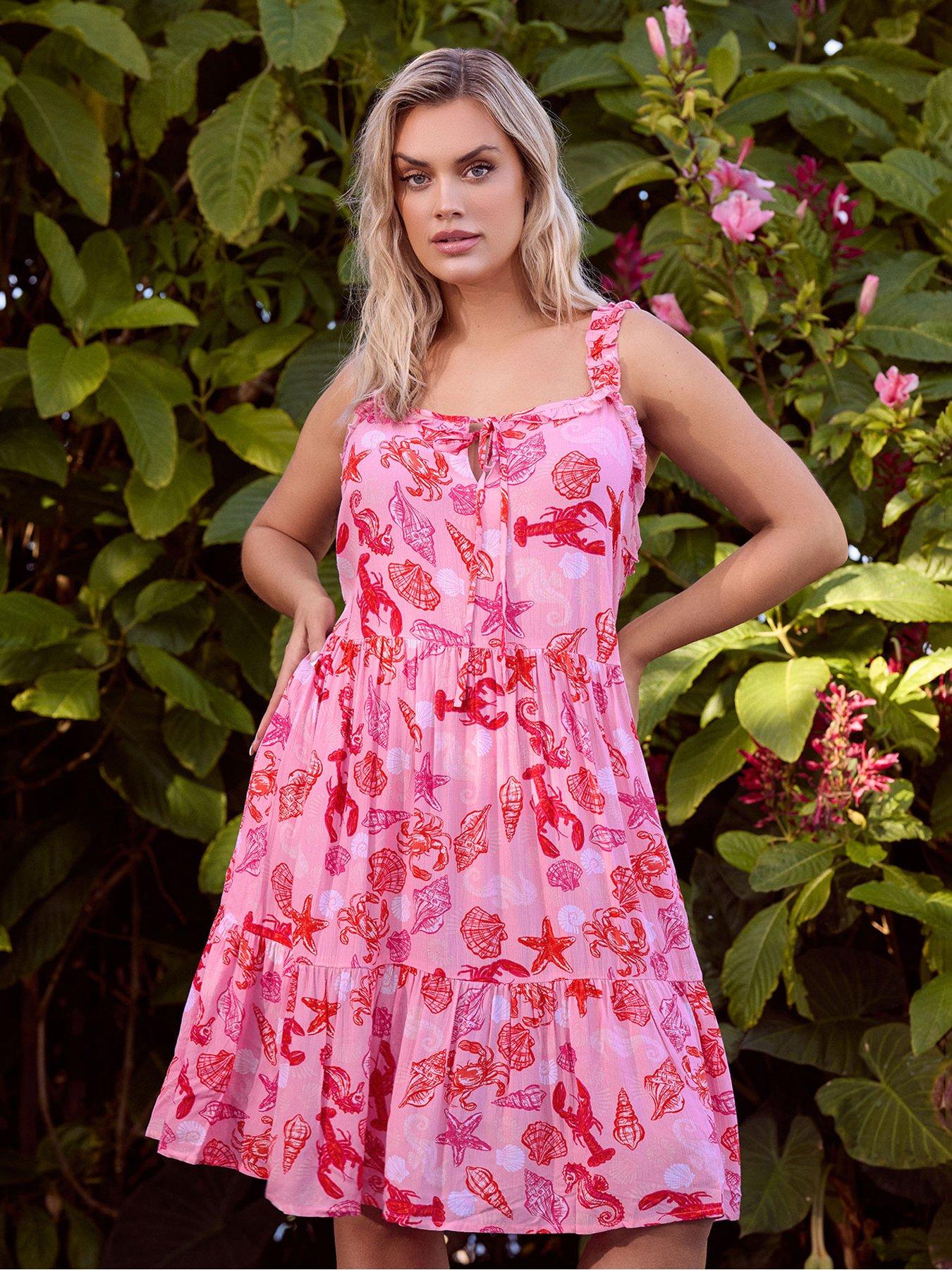 Yours Curve Crinkle Throw On Beach Dress - Pink | Very
