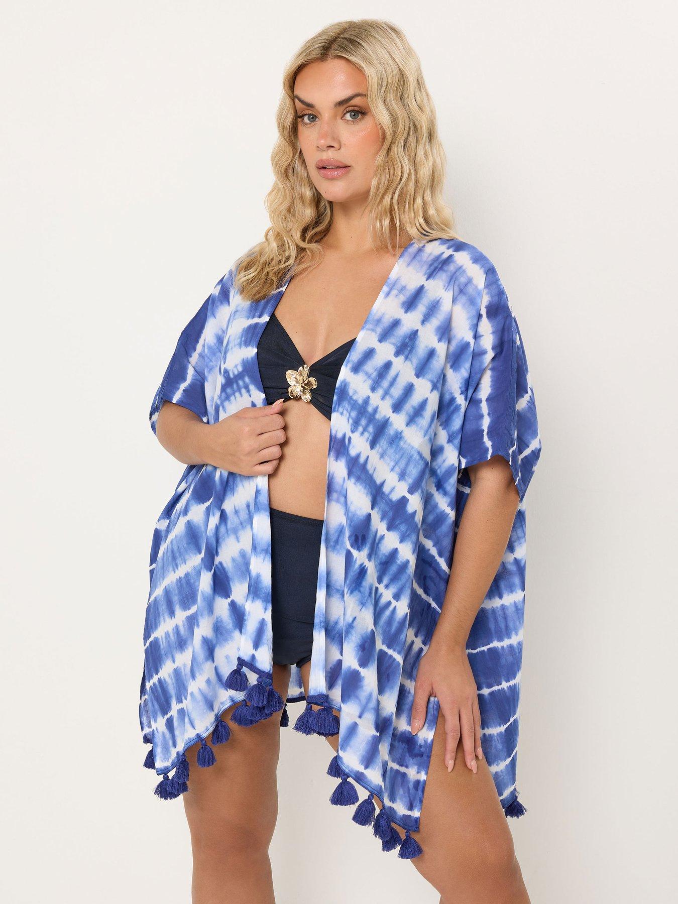 Image 4 of 5 of Yours Curve Tie Dye Beach Coverup - Blue